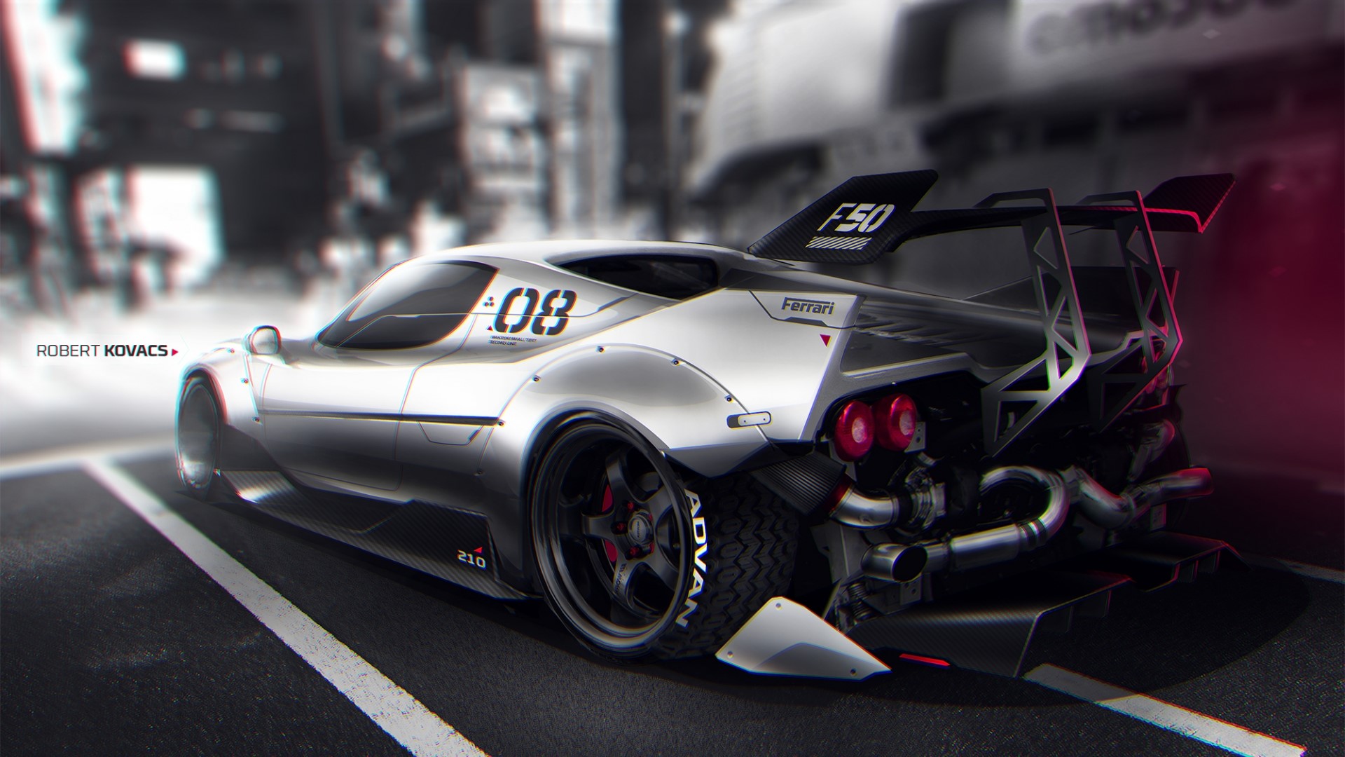 Modified Ferrari F50 with "08" and "F50" decals HD Wallpaper