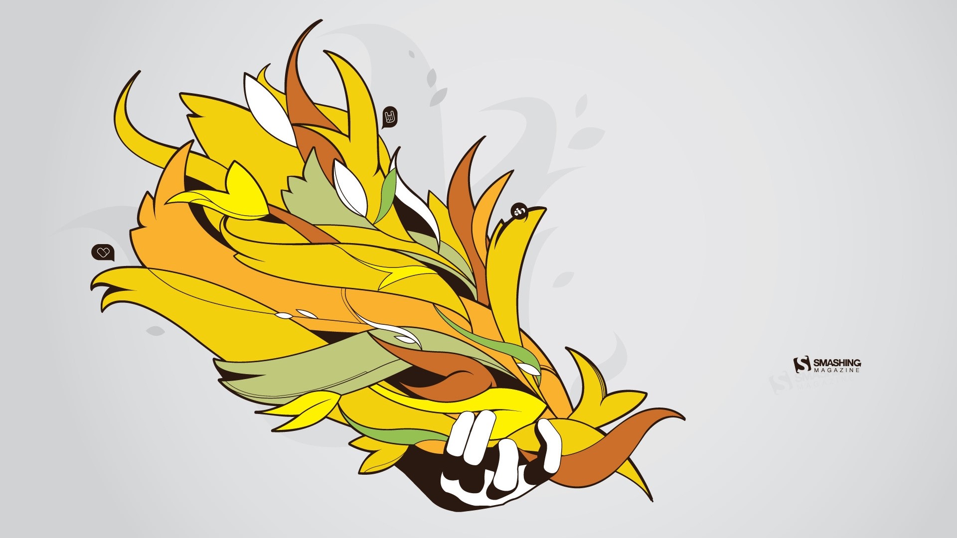 Abstract Autumnal Dragon Illustration HD Wallpaper