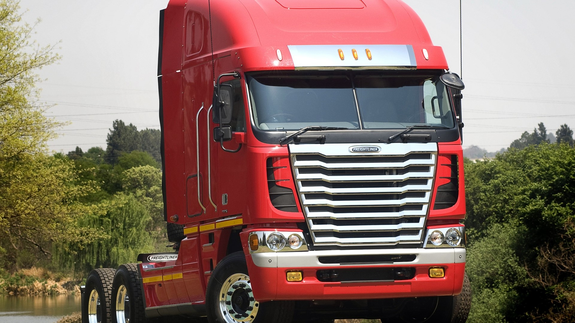 Red Freightliner Truck HD Wallpaper
