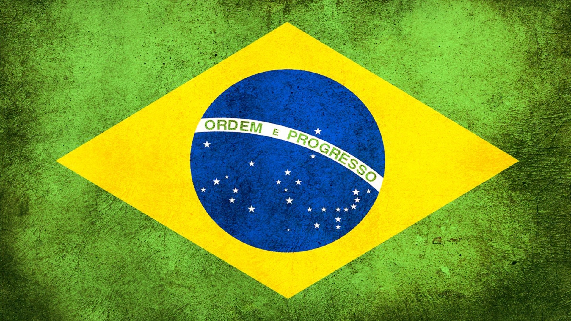 Brazilian Flag with Grunge Texture HD Wallpaper
