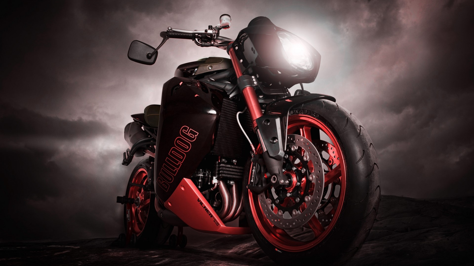 Triumph Bulldog motorcycle with red accents HD Wallpaper