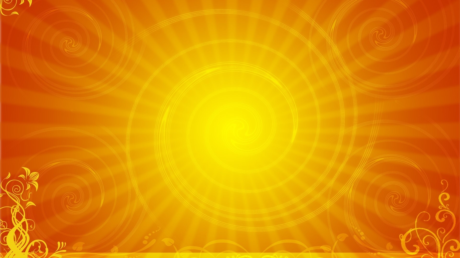 Abstract Yellow and Orange Swirls with Sunburst HD Wallpaper