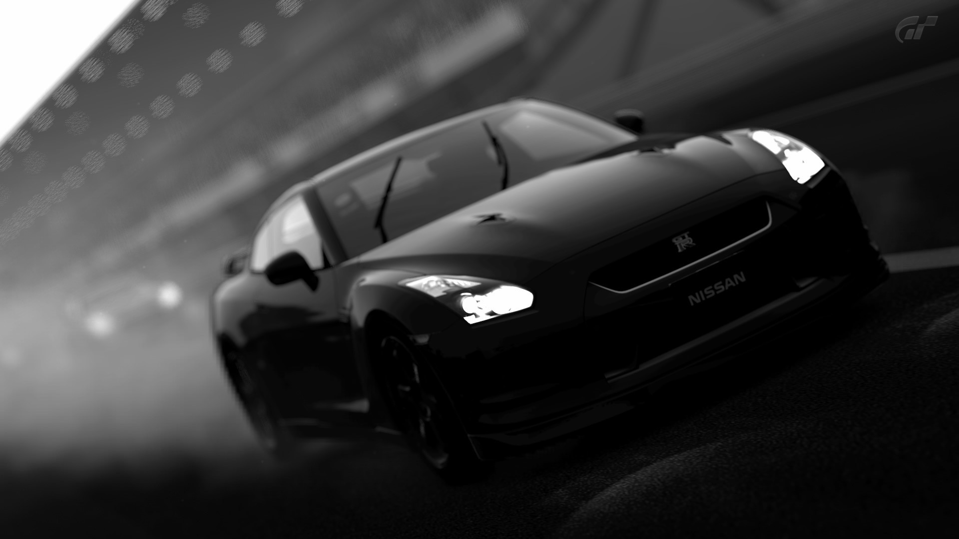 Nissan GTR from Gran Turismo in Black and White HD Wallpaper