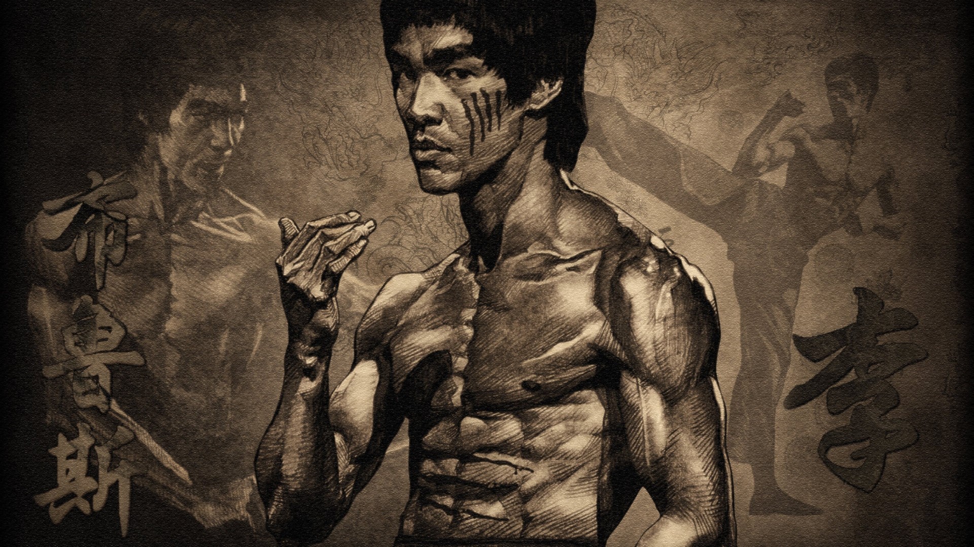 Bruce Lee martial arts illustration HD Wallpaper
