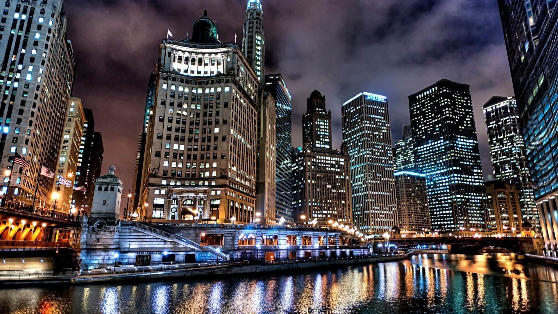 Chicago Cityscape at Night HD Wallpaper