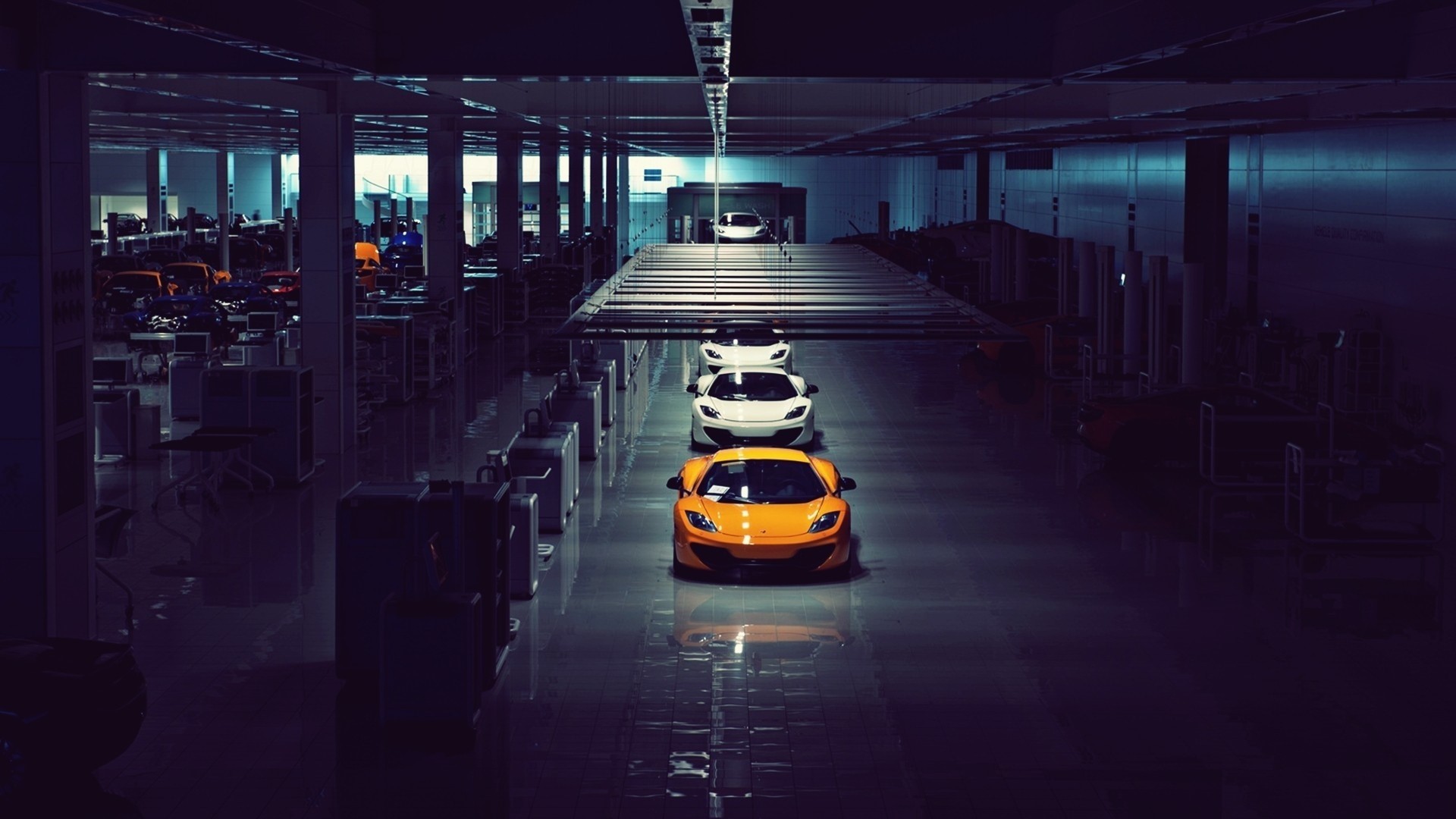 McLaren factory with sports cars HD Wallpaper