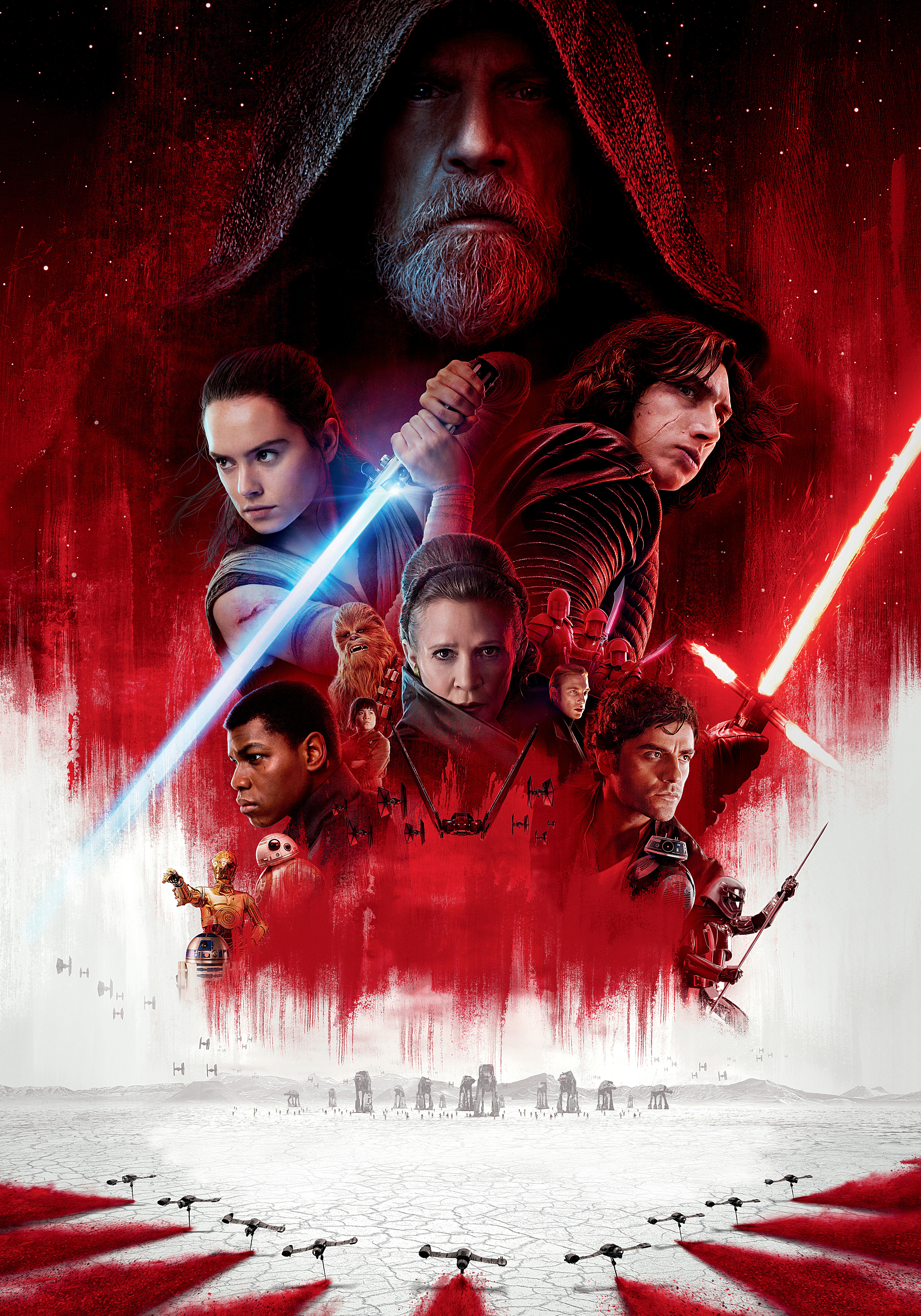 Star Wars: The Last Jedi Poster with Luke Skywalker, Rey, Kylo Ren, Leia HD Wallpaper
