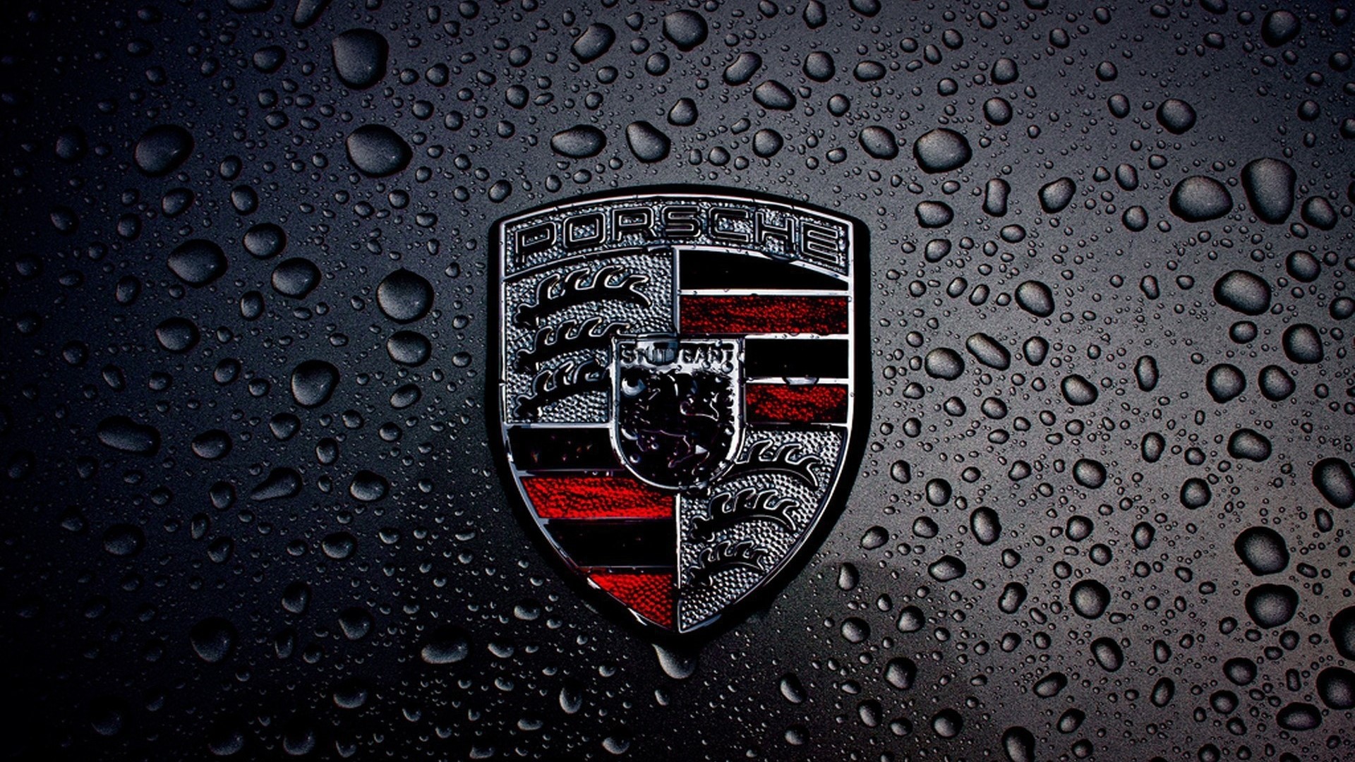 Porsche Logo with Water Droplets HD Wallpaper