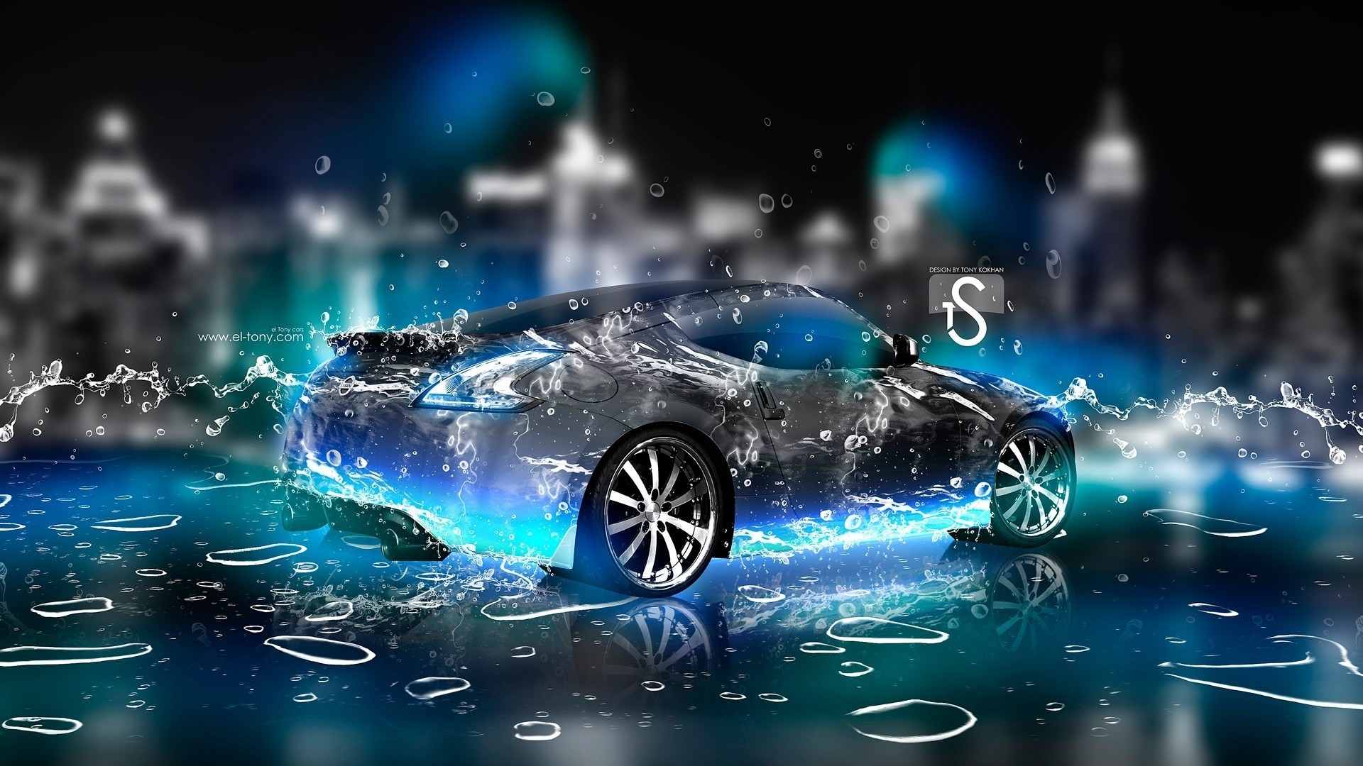 Nissan 370Z with Water Splash HD Wallpaper