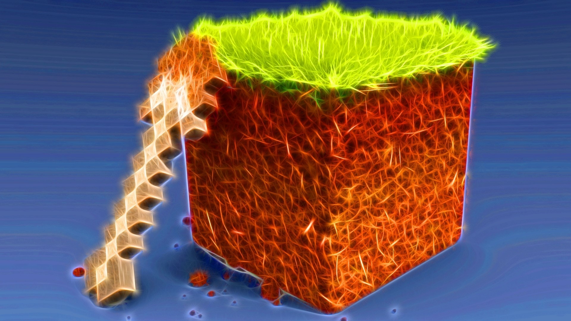 Minecraft grass block with pickaxe HD Wallpaper