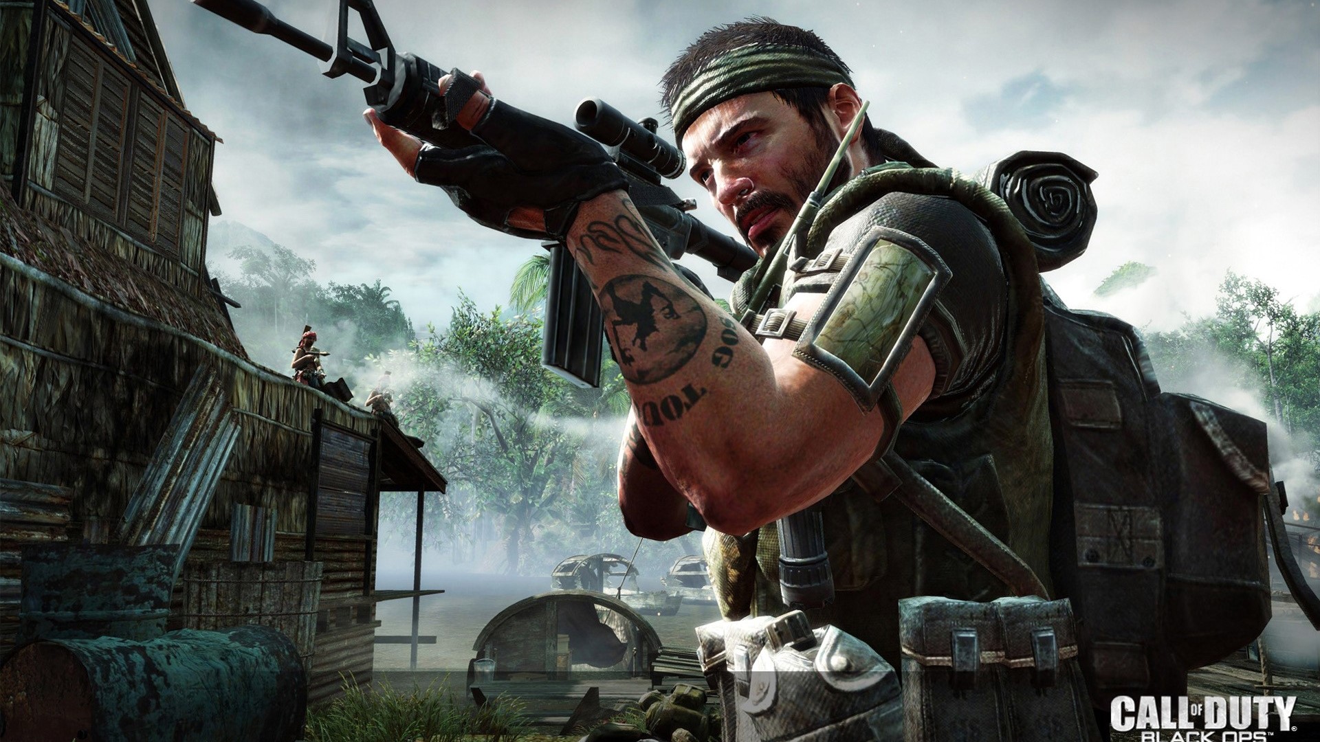 Soldier aiming rifle in Call of Duty Black Ops HD Wallpaper