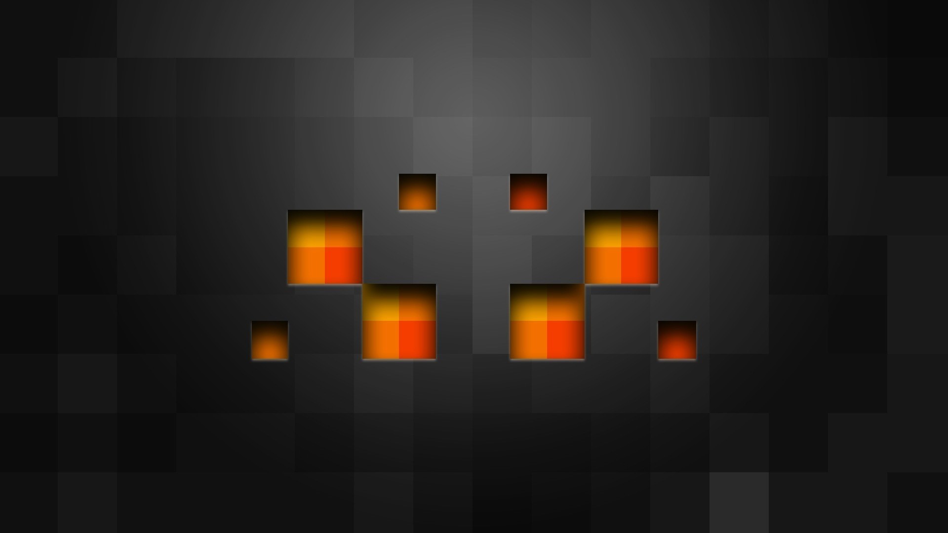 Minecraft-themed abstract squares with orange and yellow glow HD Wallpaper