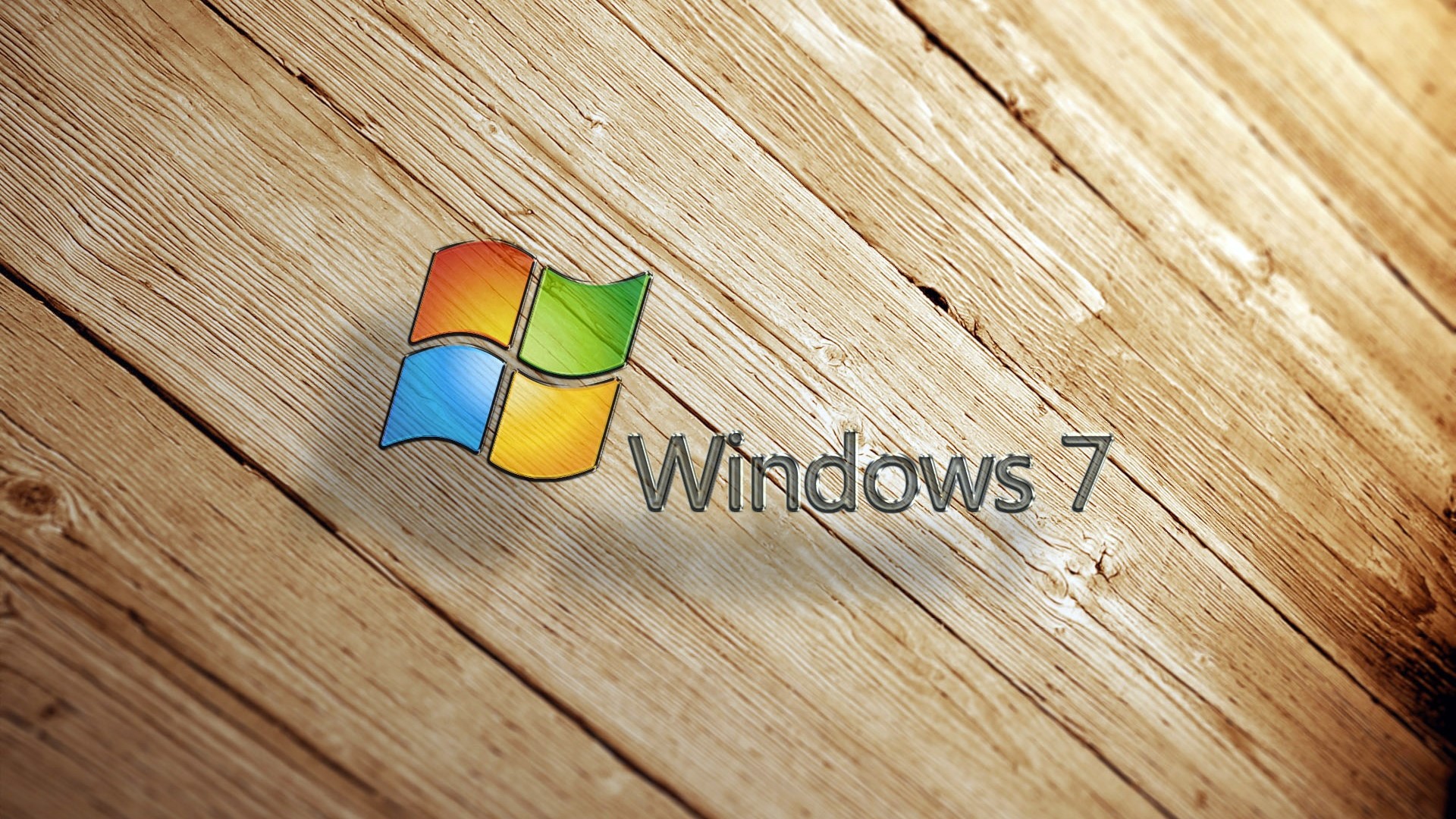 Windows 7 logo on wood texture HD Wallpaper