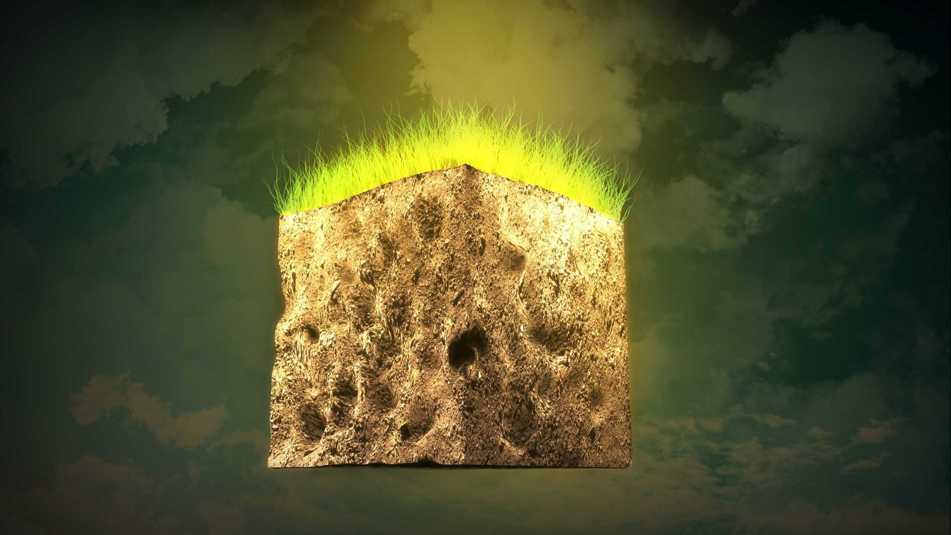 Minecraft land block with grass and soil HD Wallpaper