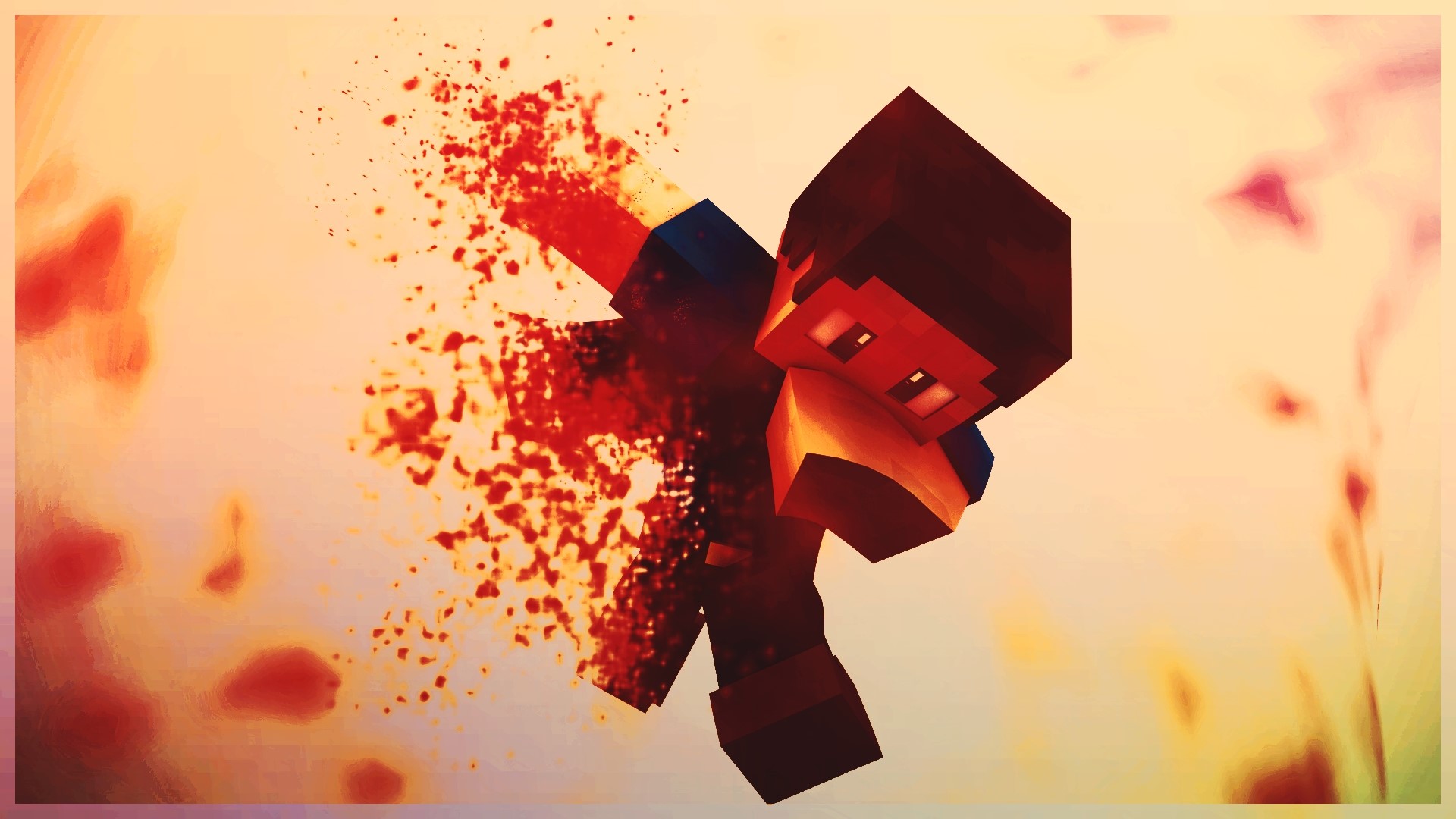 Minecraft Character Exploding into Fire HD Wallpaper