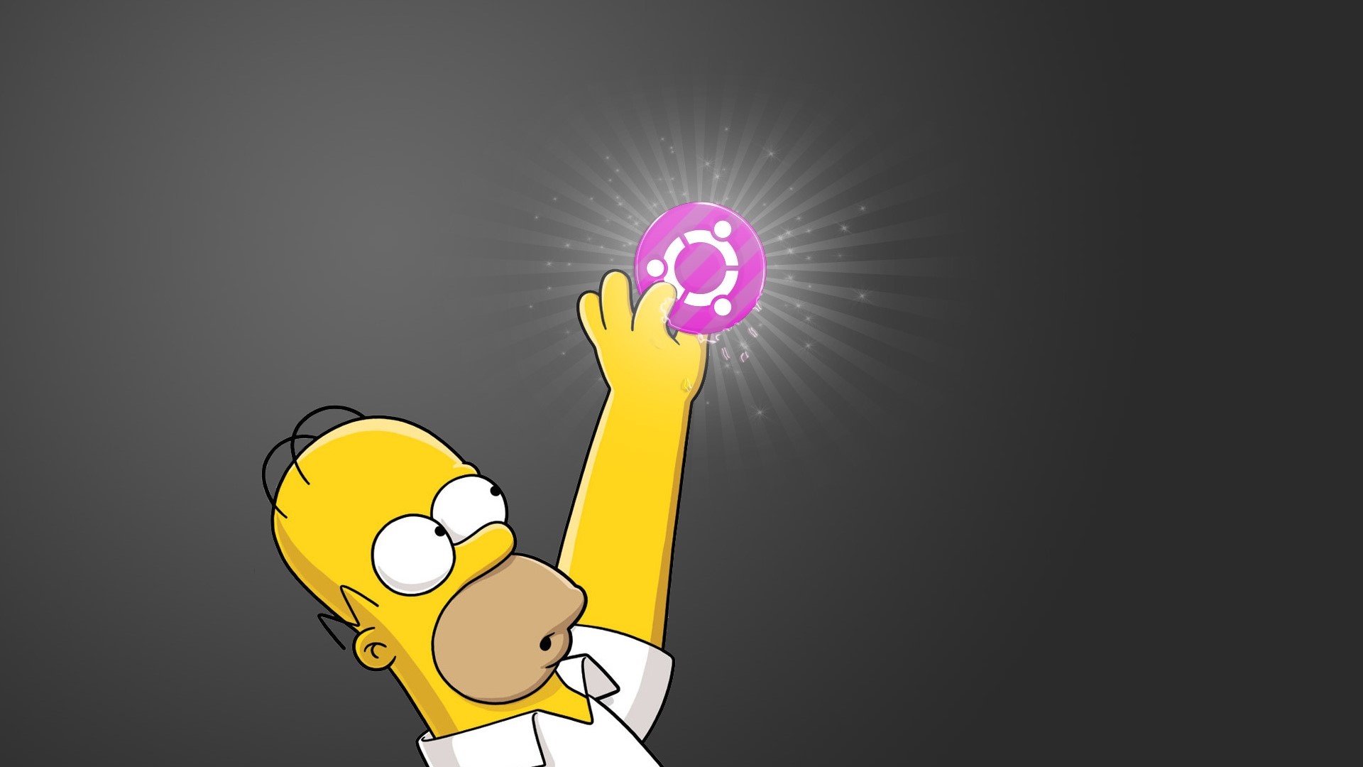 Homer Simpson holding the Ubuntu logo HD Wallpaper