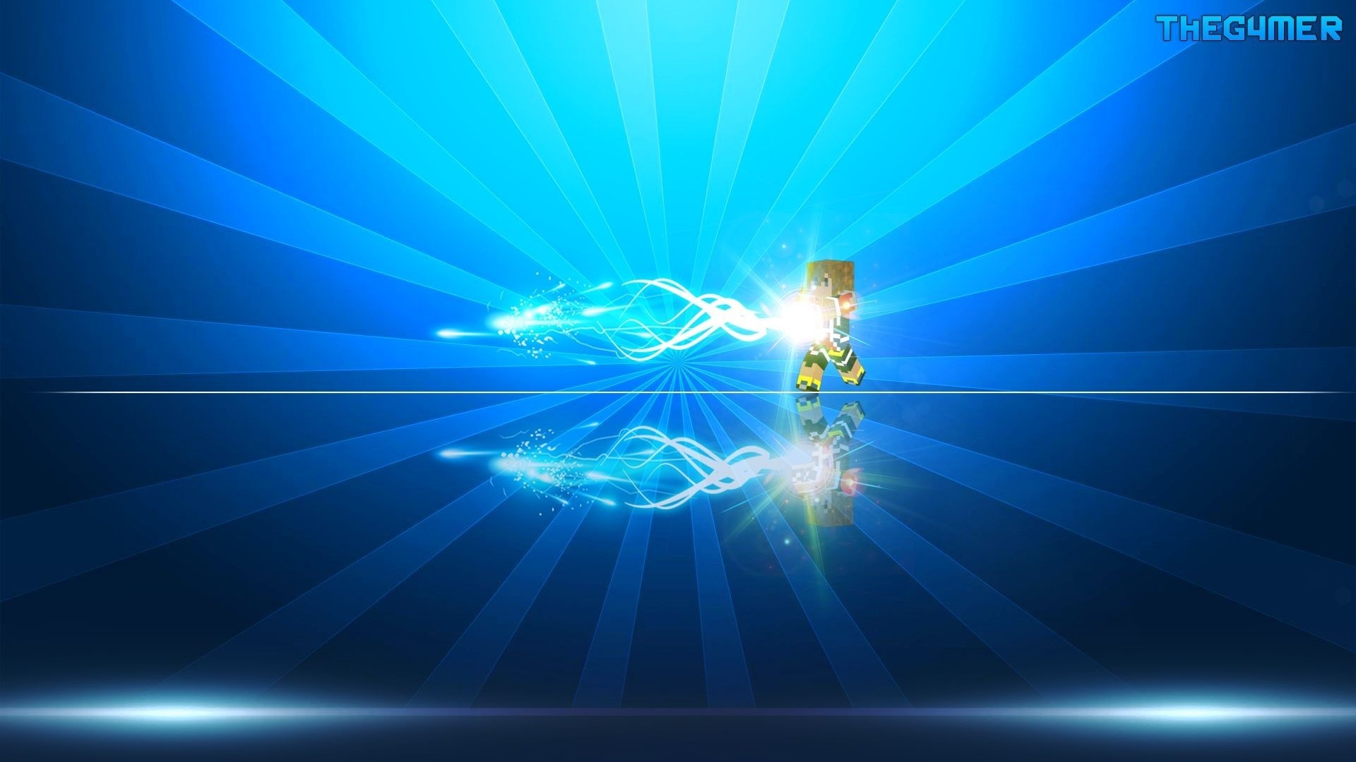 Minecraft character shooting lightning HD Wallpaper