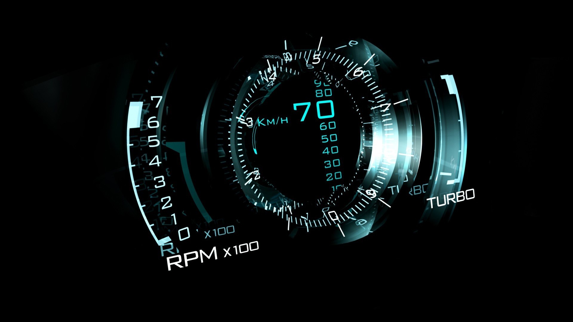 Digital Car Dashboard with Speedometer and Turbo Gauge HD Wallpaper