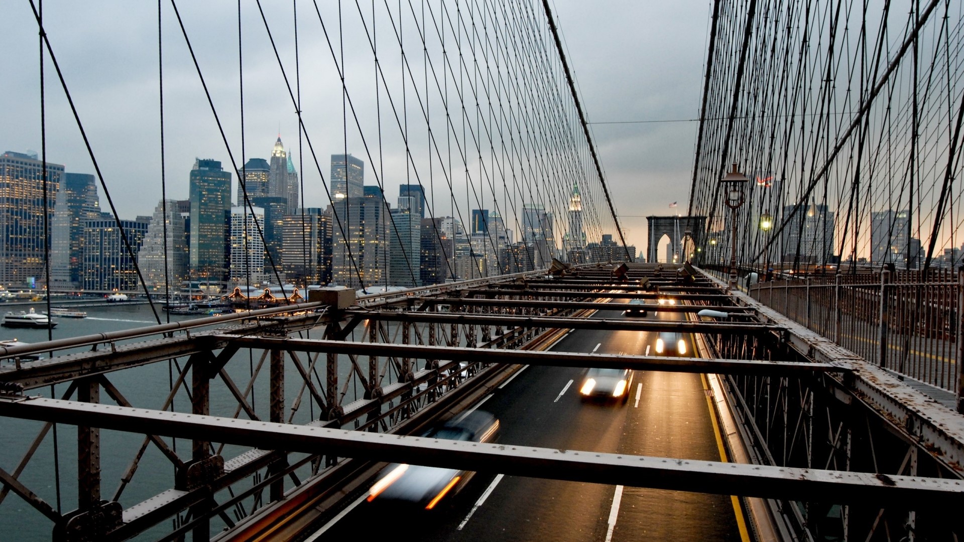 Brooklyn Bridge View of NYC Skyline HD Wallpaper