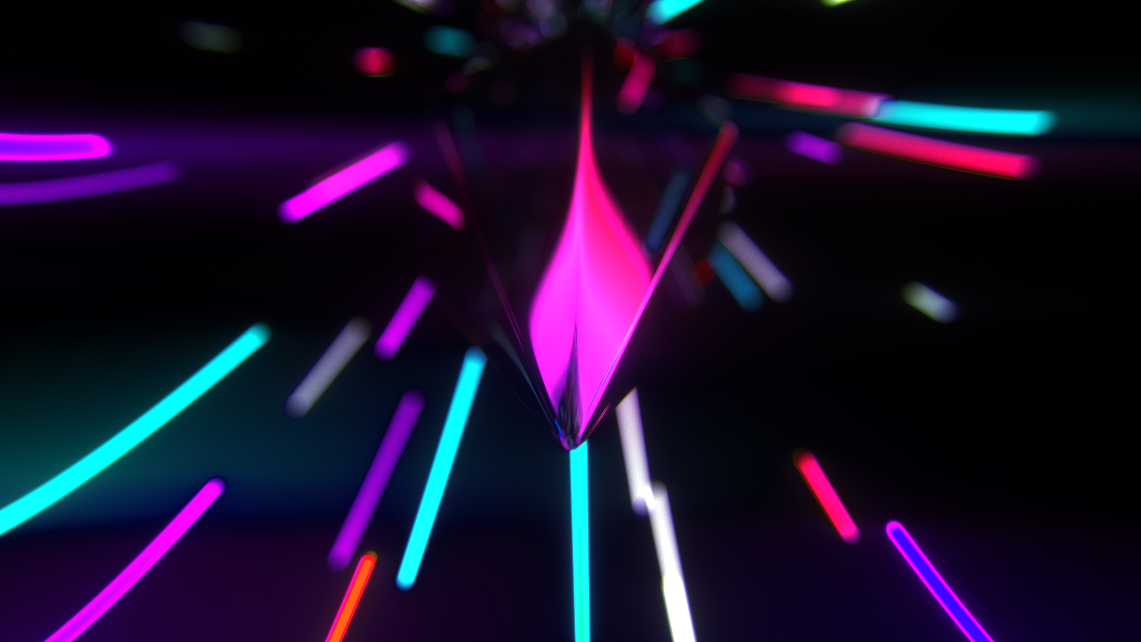 Abstract Geometric Shape with Neon Lights 4K HD Wallpaper