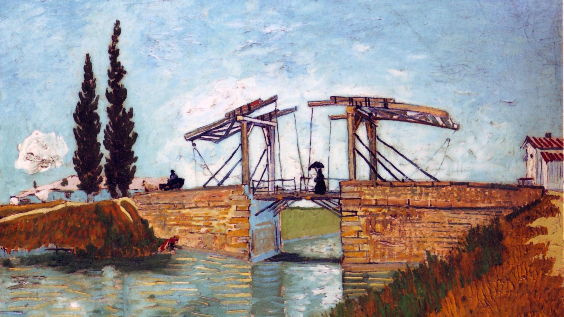 Vincent Van Gogh's Drawbridge HD Wallpaper