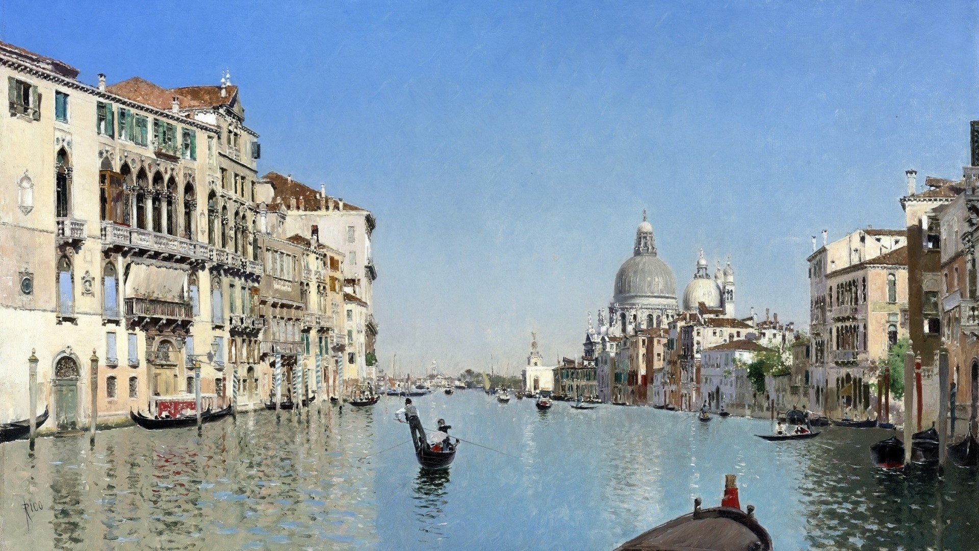 Venice Grand Canal Painting HD Wallpaper