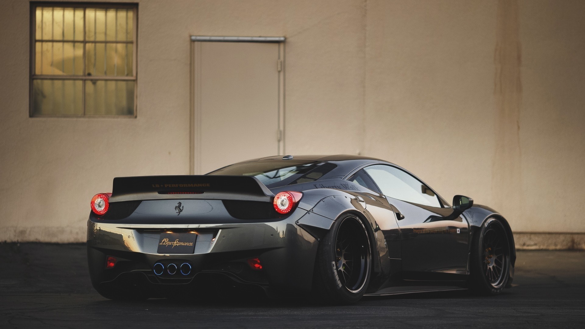 Dark Ferrari 458 Italia with Wide Body Kit HD Wallpaper