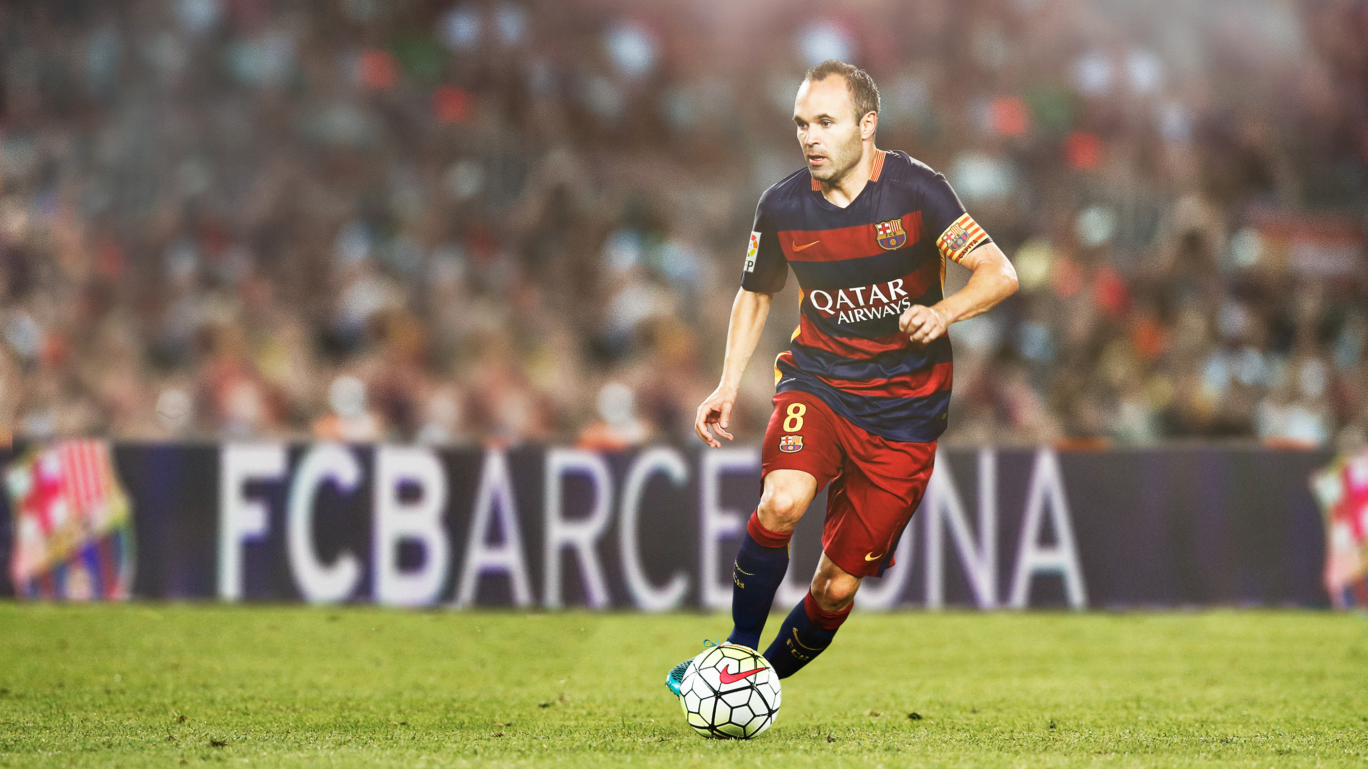 Andres Iniesta of FC Barcelona playing soccer HD Wallpaper
