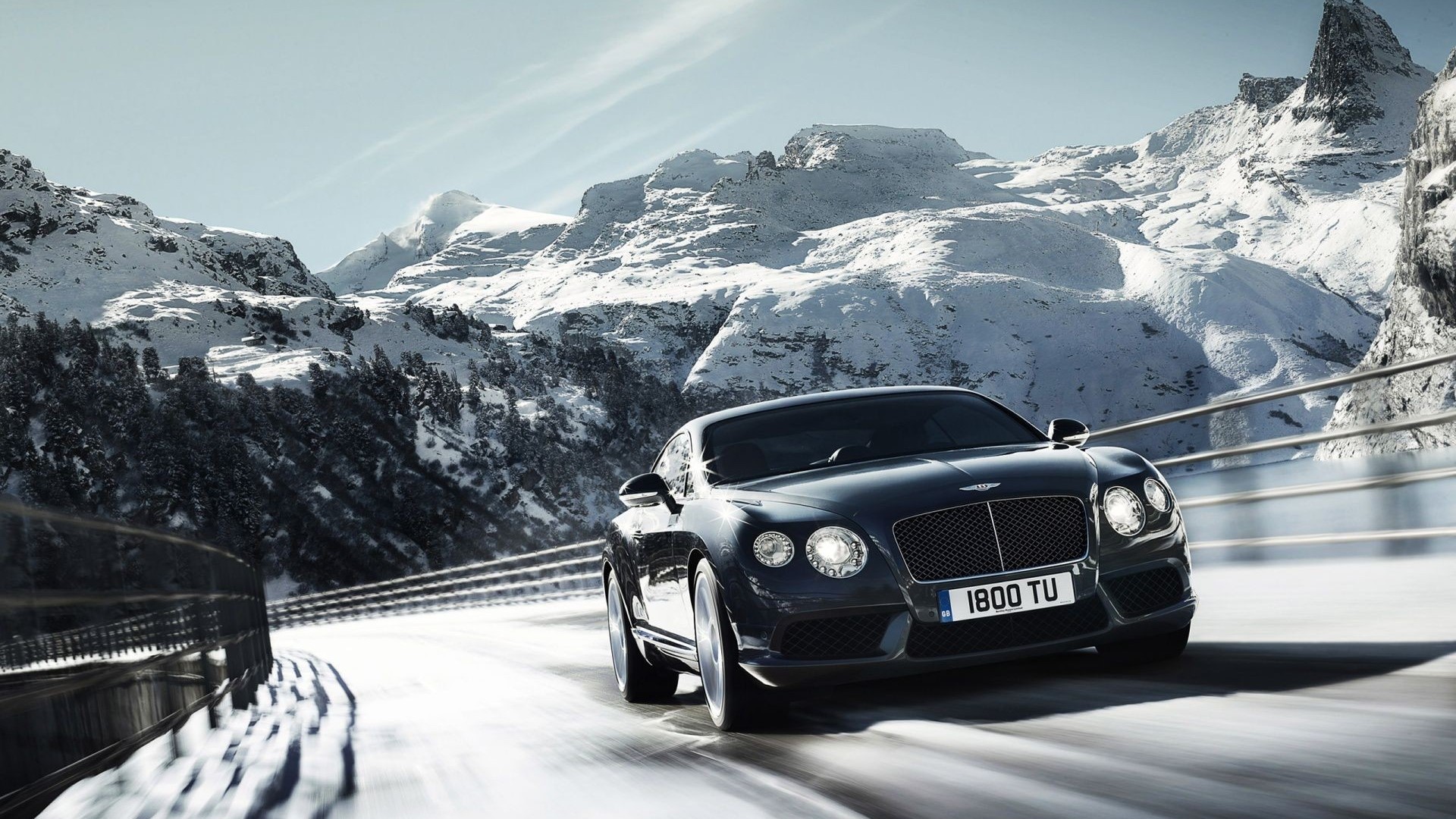 Bentley Continental GT3 on Snowy Mountain Roads HD Wallpaper