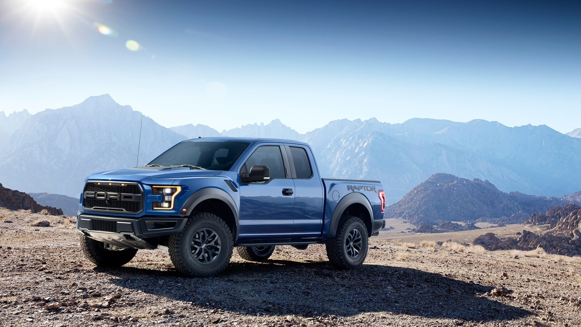 Blue Ford F-150 Raptor Truck in Mountains HD Wallpaper