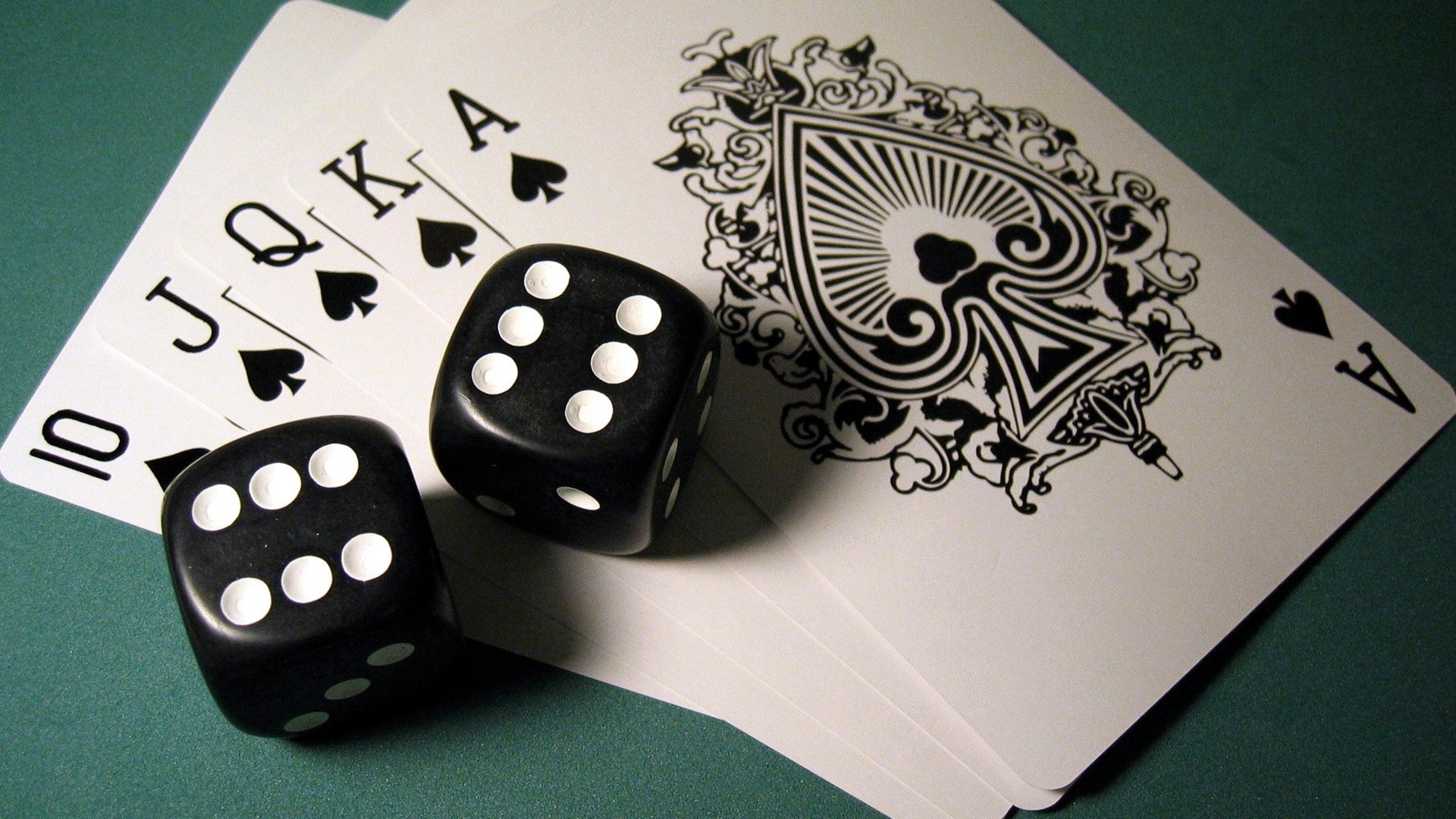 Playing Cards and Dice on a Table HD Wallpaper
