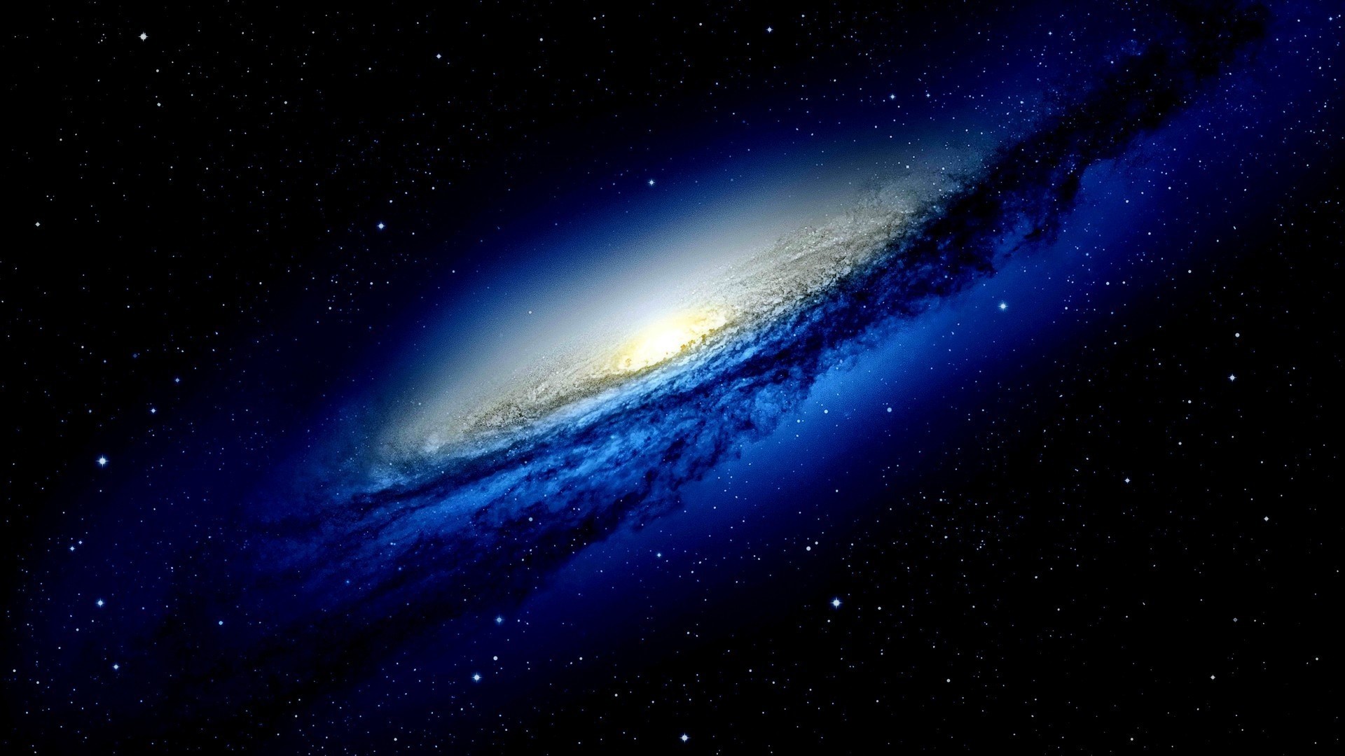Blue Galaxy in Deep Space HD Wallpaper