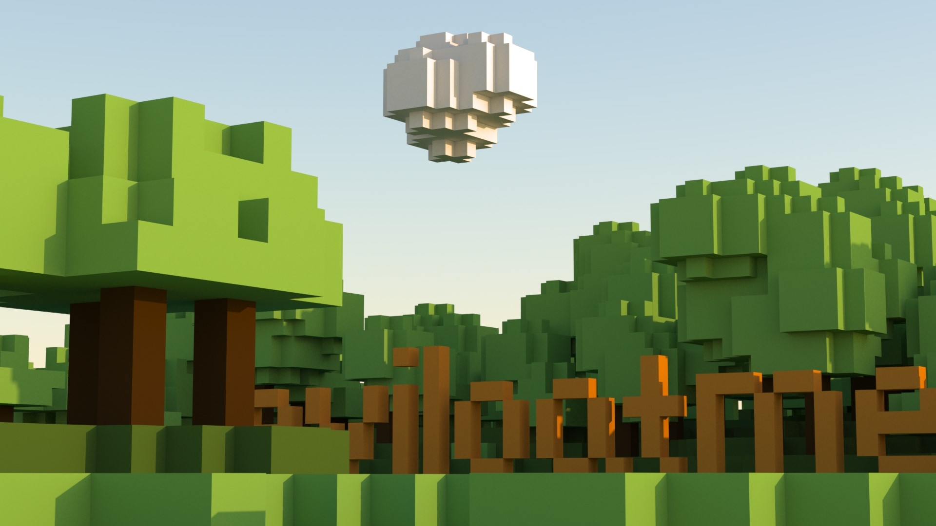 Pixelated forest with text HD Wallpaper