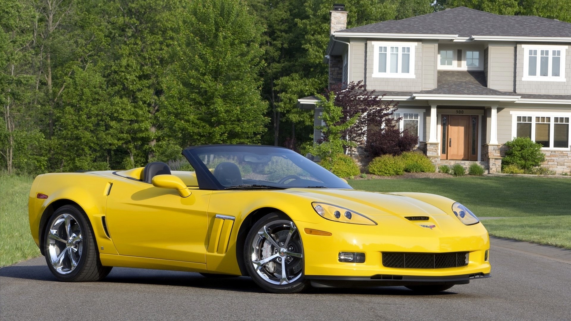 Yellow Chevrolet Corvette Grand Sport Convertible HD Wallpaper