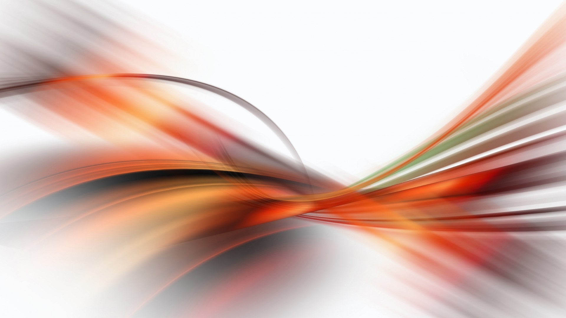 Abstract orange and black curves on white HD Wallpaper