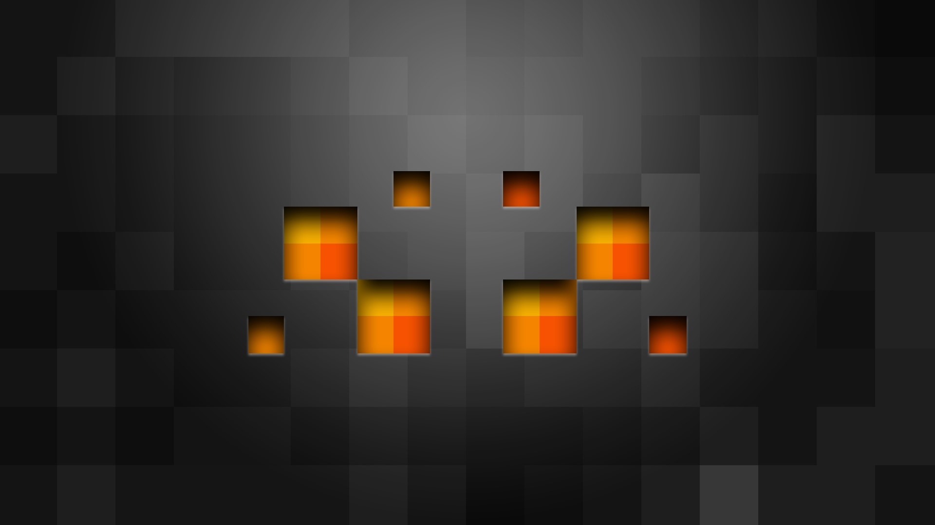 Abstract Pixel Art with Orange and Yellow Squares HD Wallpaper