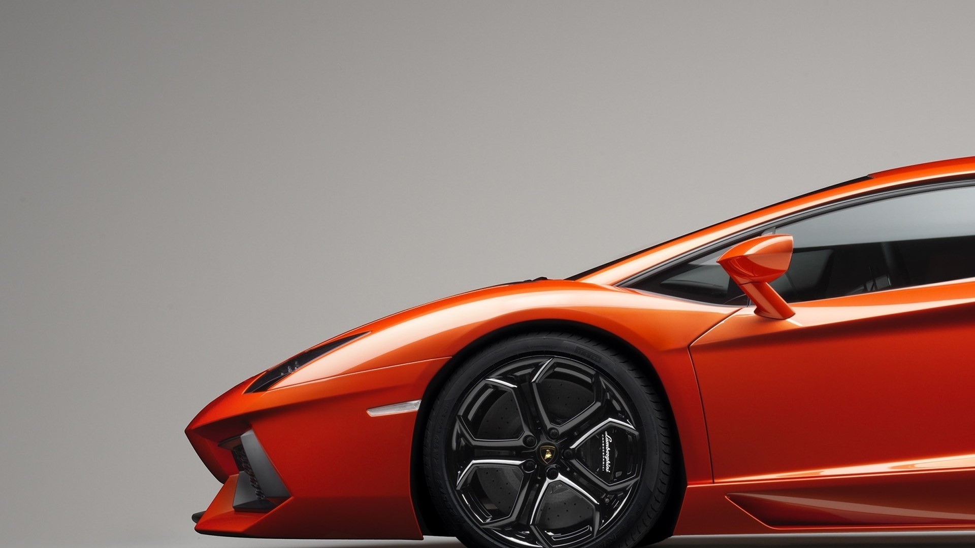 Orange Lamborghini Aventador Front Wheel HD Wallpaper