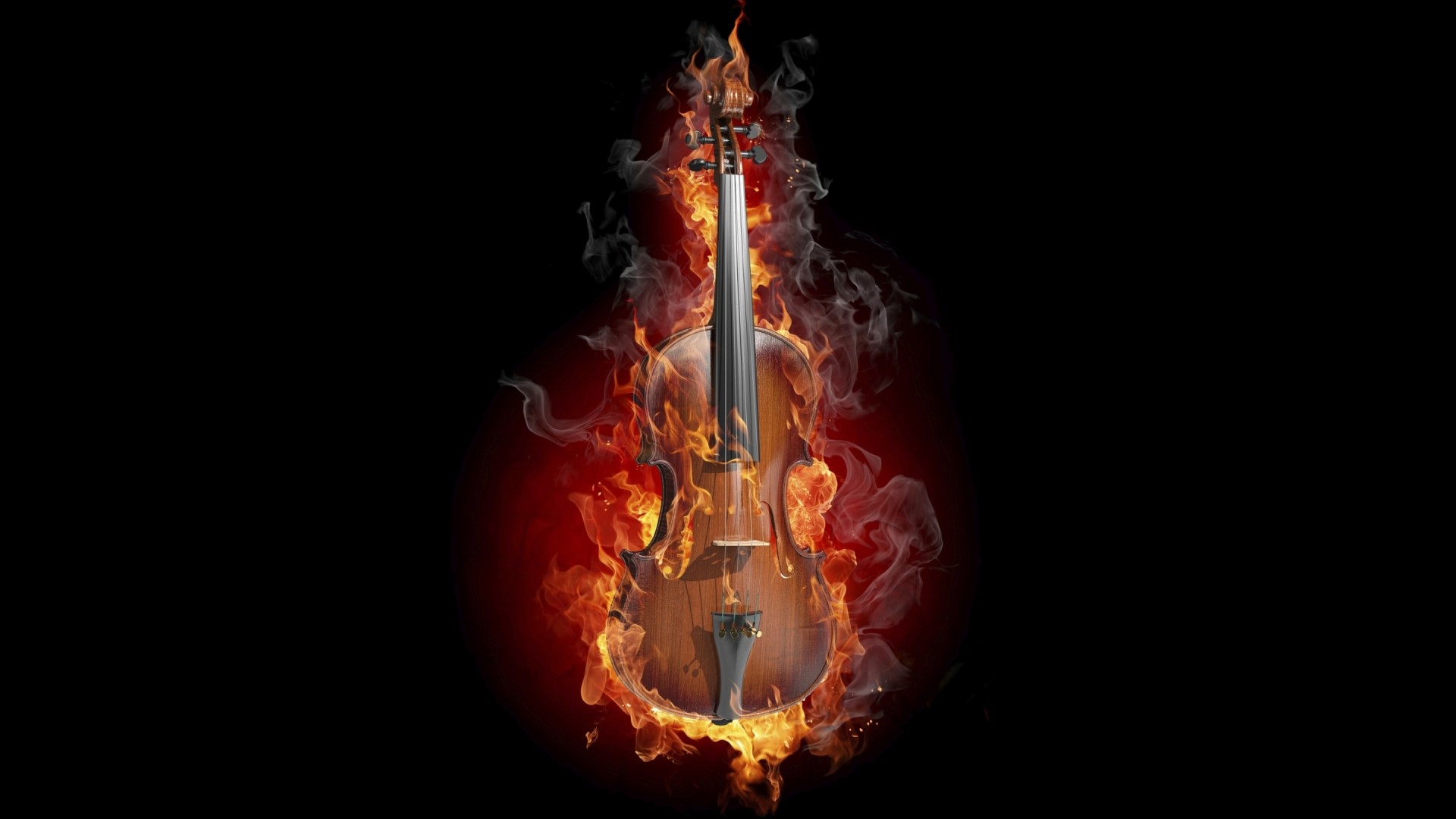 Violin on fire HD Wallpaper
