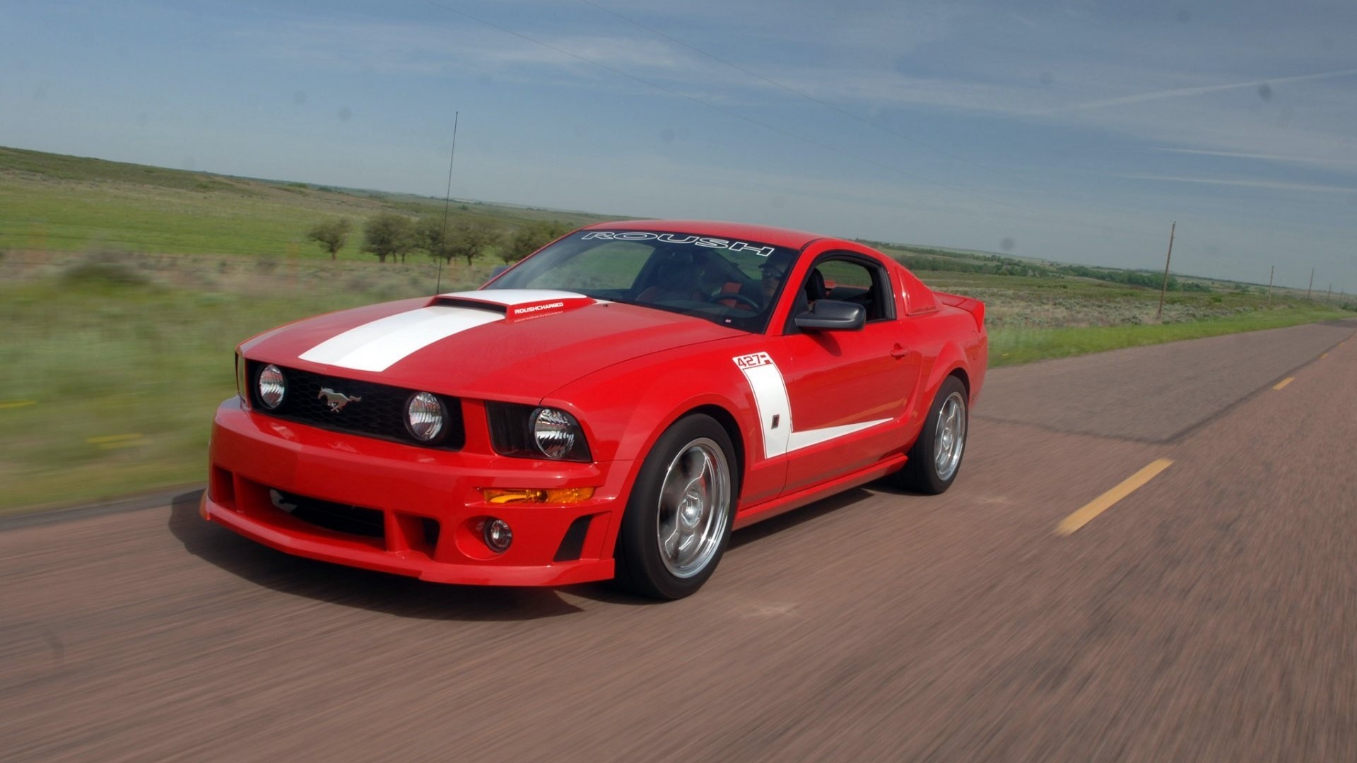 Red Roush Ford Mustang on a Road HD Wallpaper