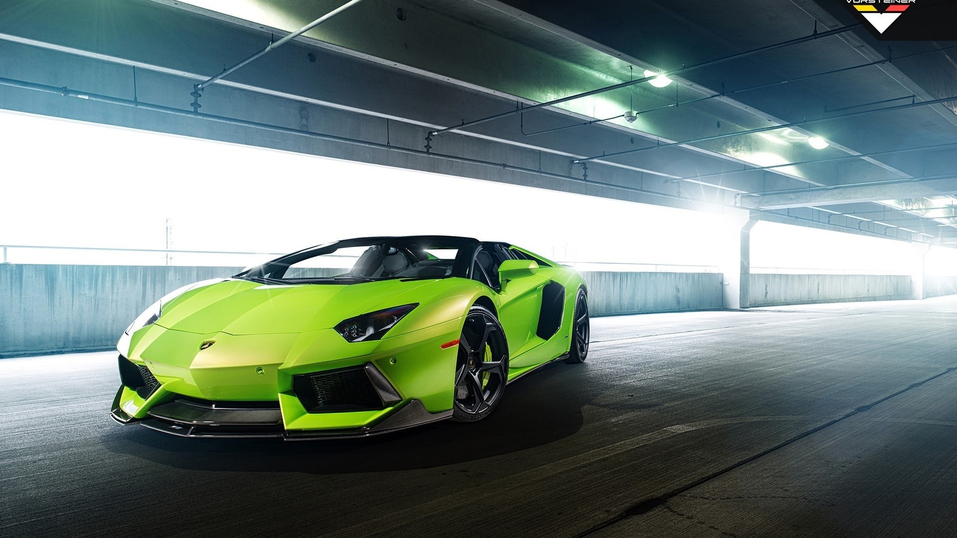 Lamborghini Aventador V Verde Ithaca Convertible HD Wallpaper