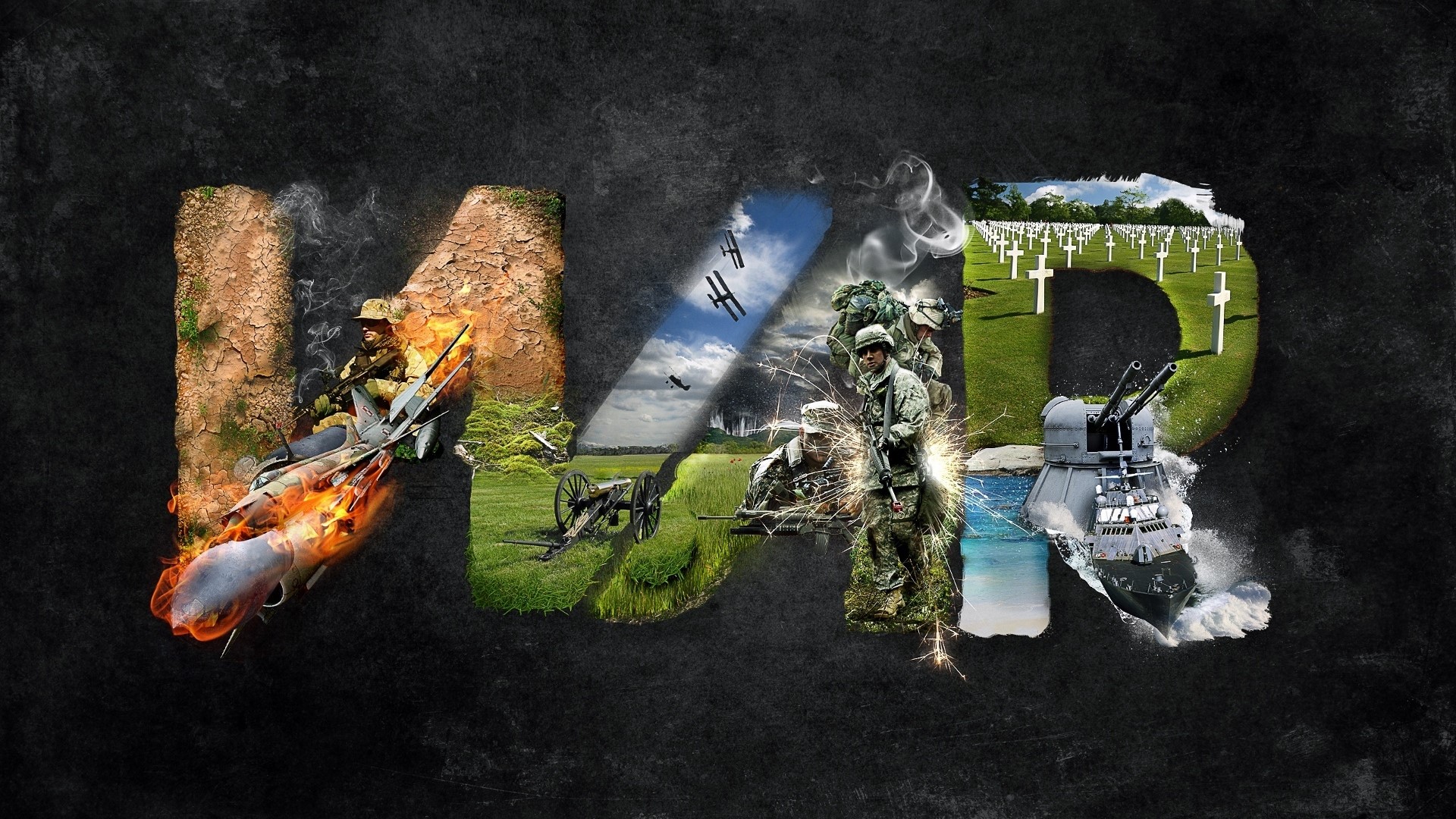 War collage with military imagery HD Wallpaper