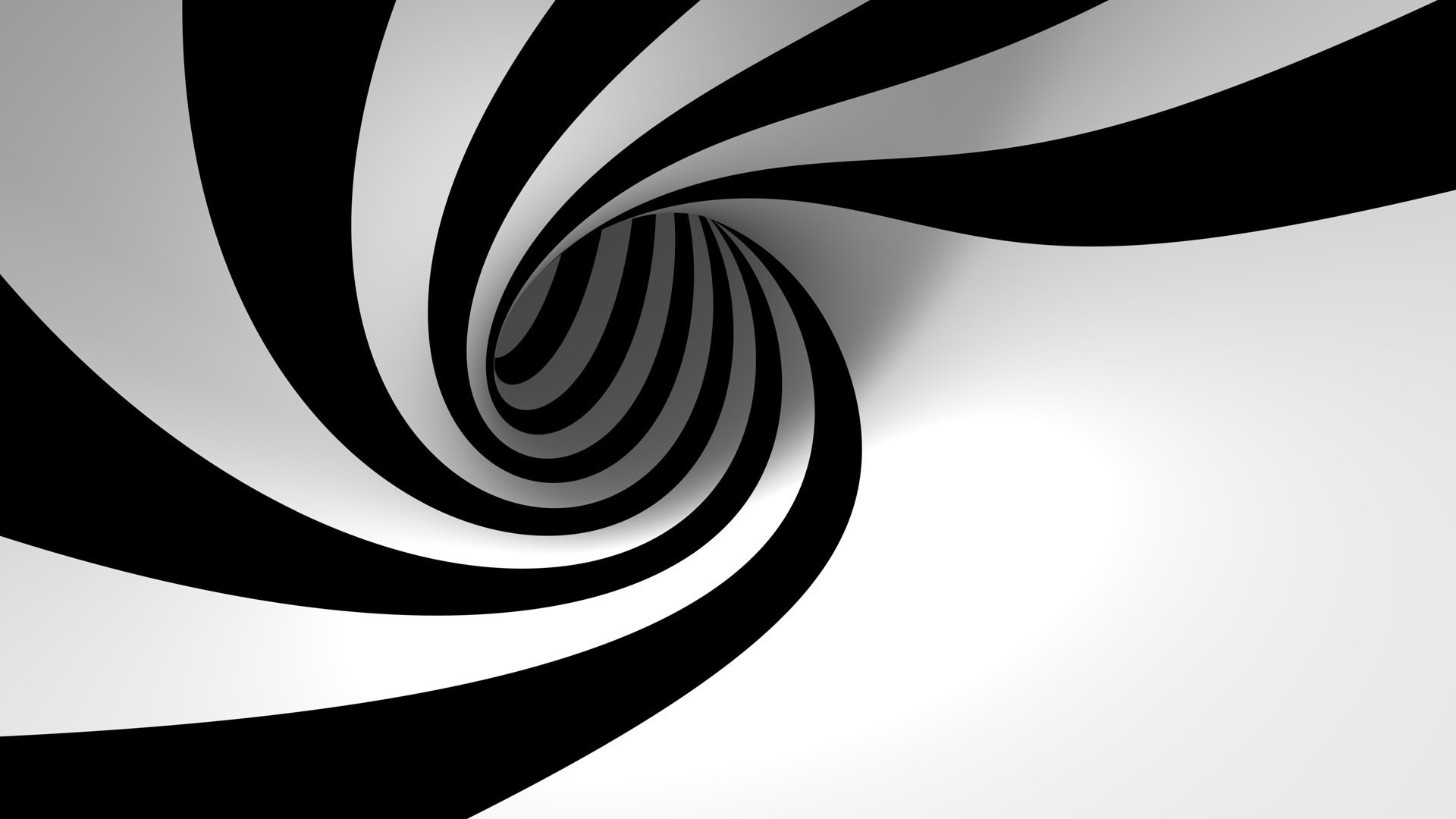 3D Black and White Spiral Tunnel HD Wallpaper