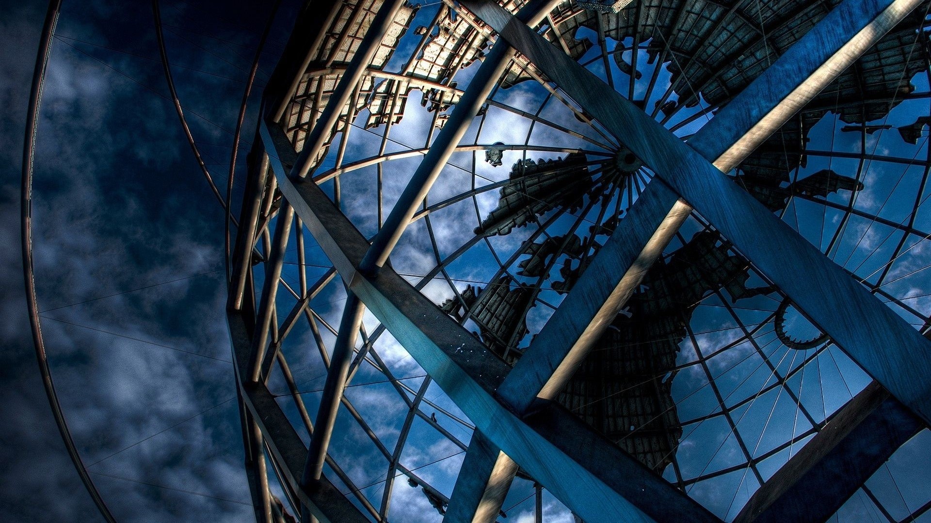 Metal Globe Structure Against Cloudy Sky HD Wallpaper