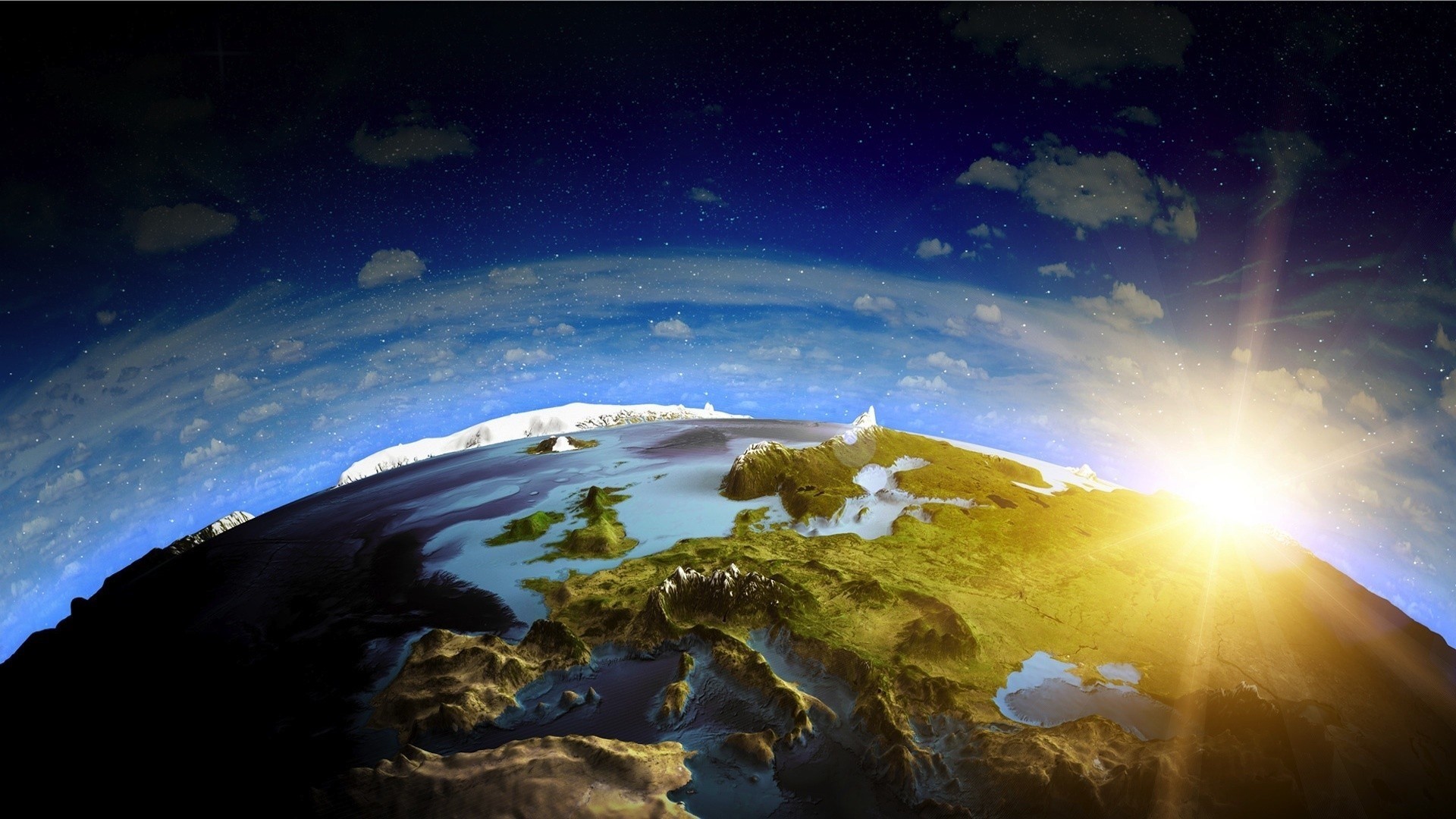 Digital Art of Earth from Space at Sunrise HD Wallpaper