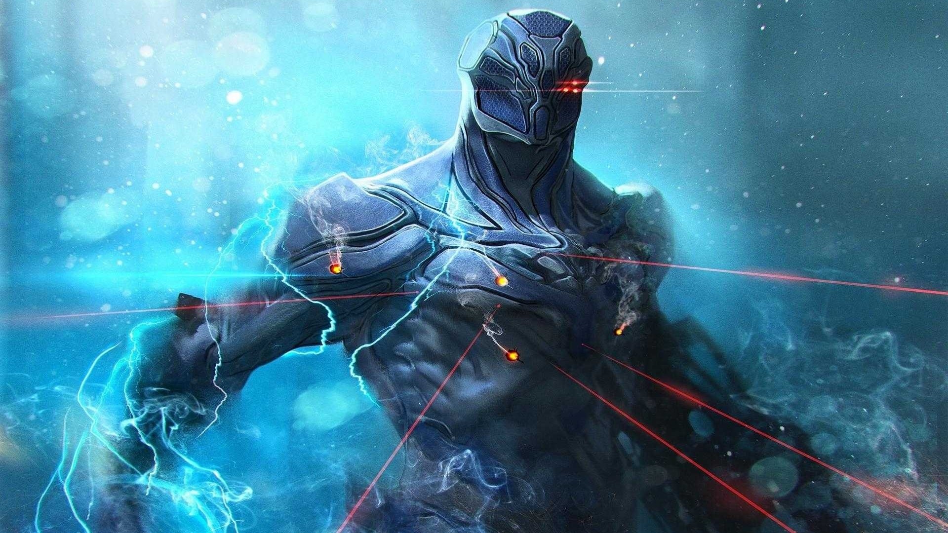Fantasy Art of a Blue Armored Warrior HD Wallpaper