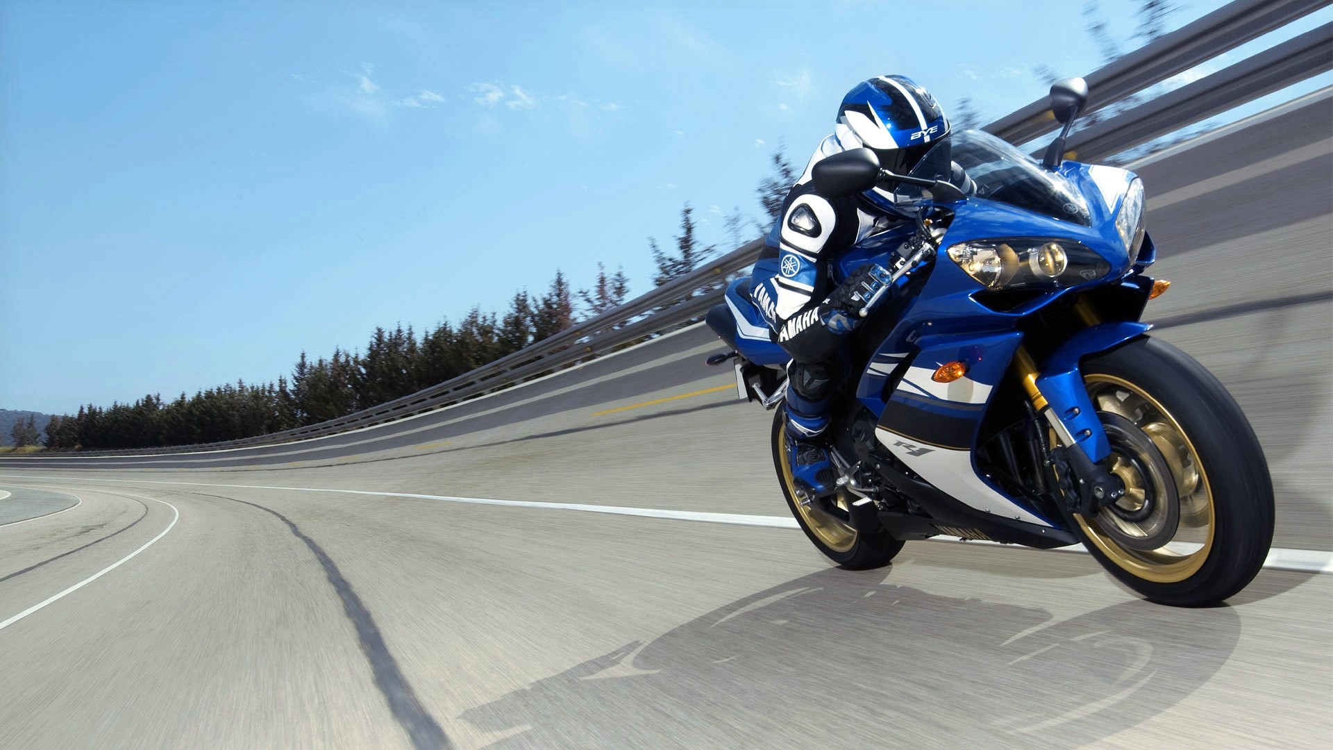 Yamaha YZF-R1 motorcycle on a race track HD Wallpaper