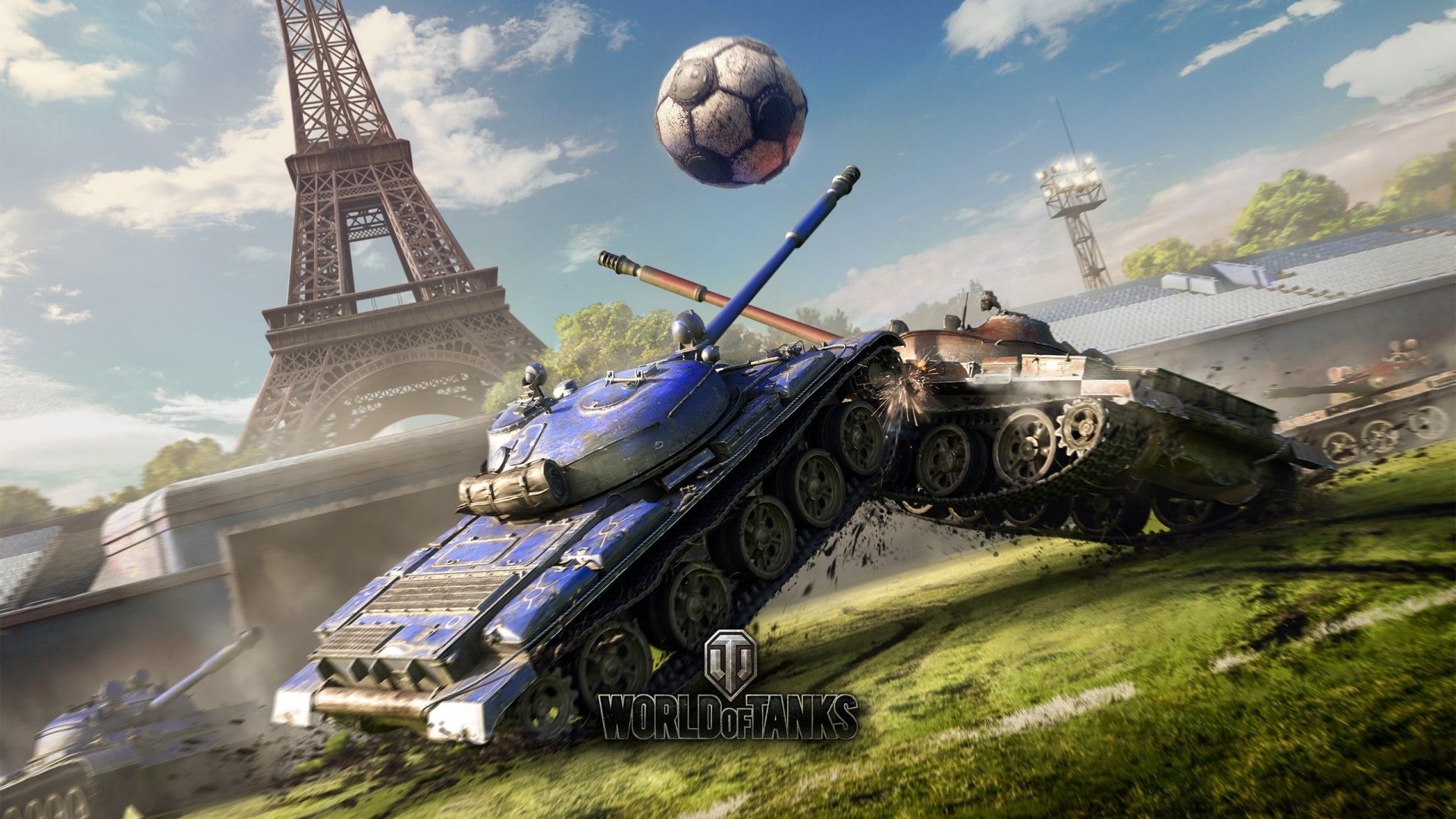 World of Tanks Football Event with Eiffel Tower HD Wallpaper