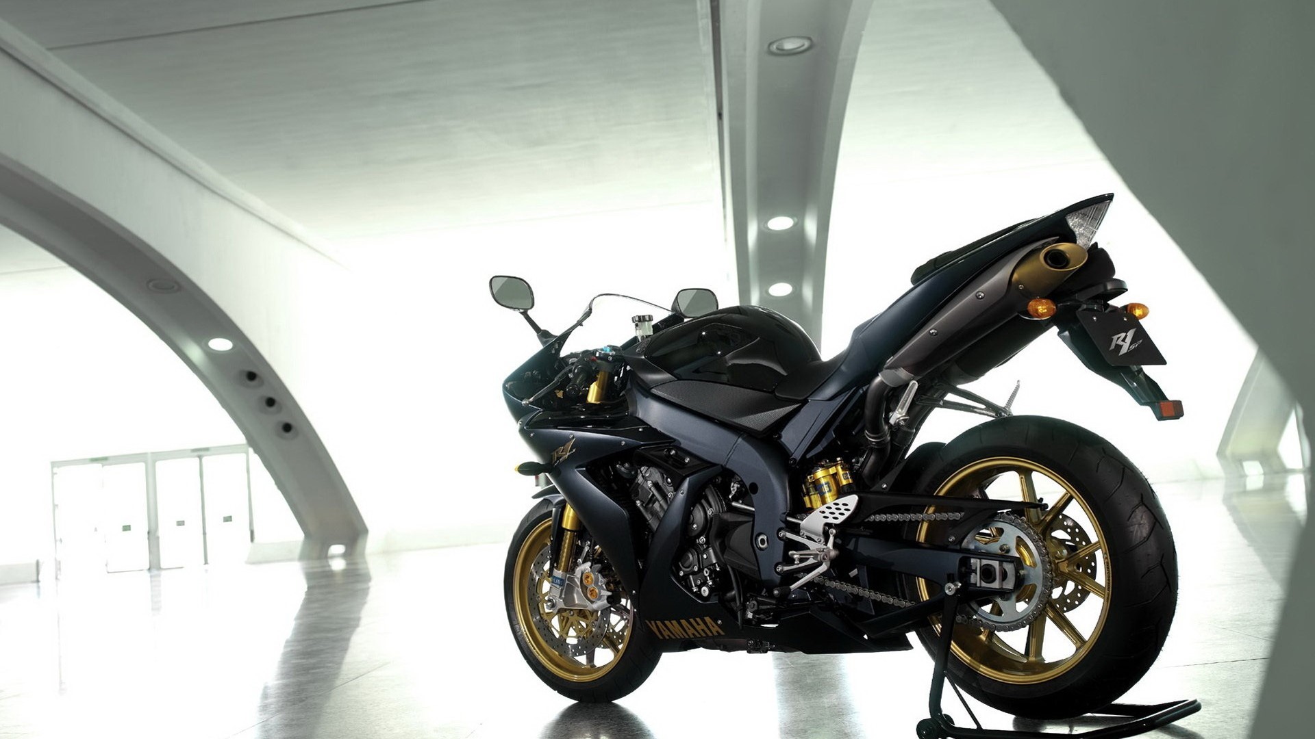 Black Yamaha R1 Motorcycle HD Wallpaper