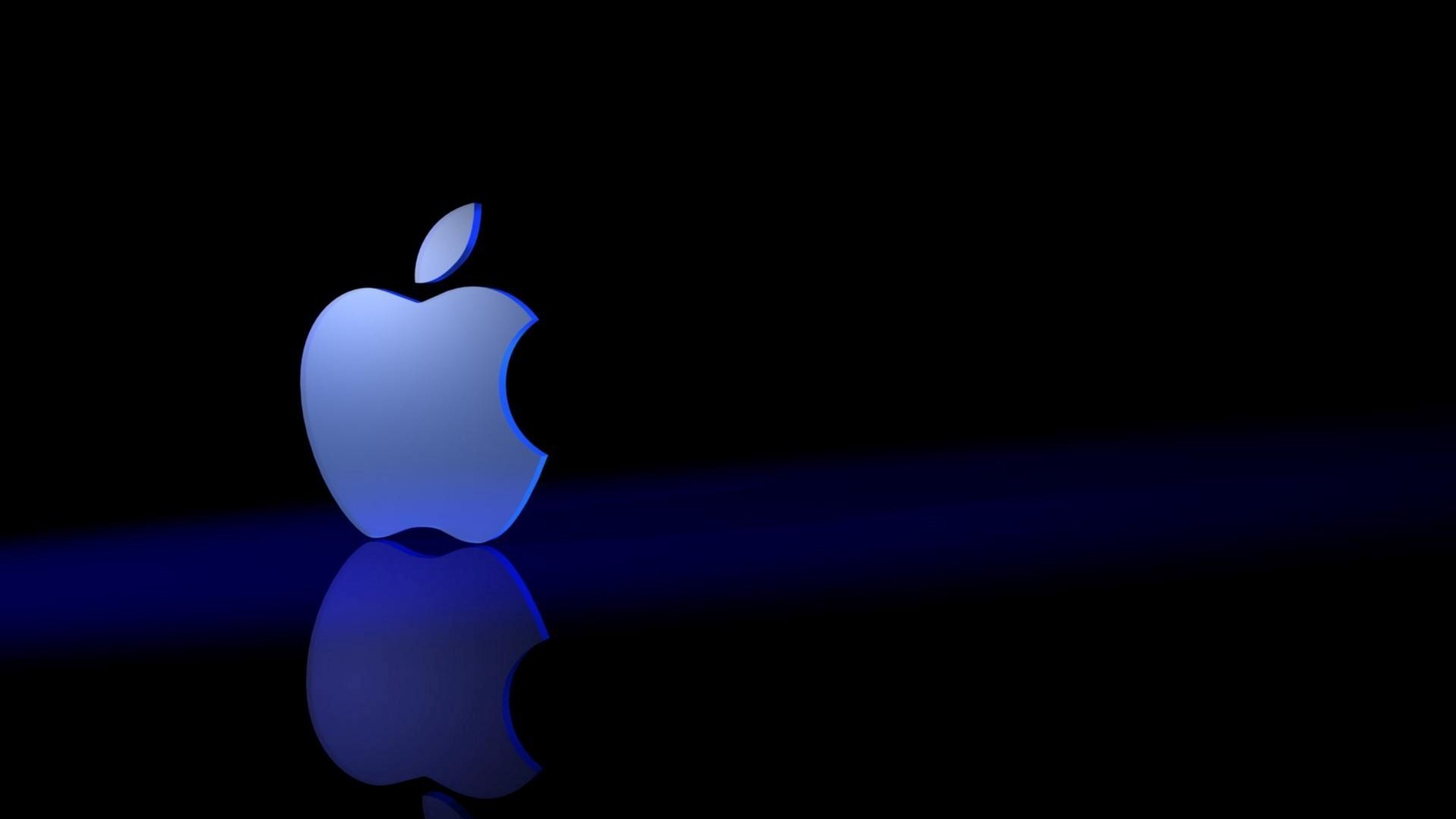 3D Apple Logo with Blue Light HD Wallpaper