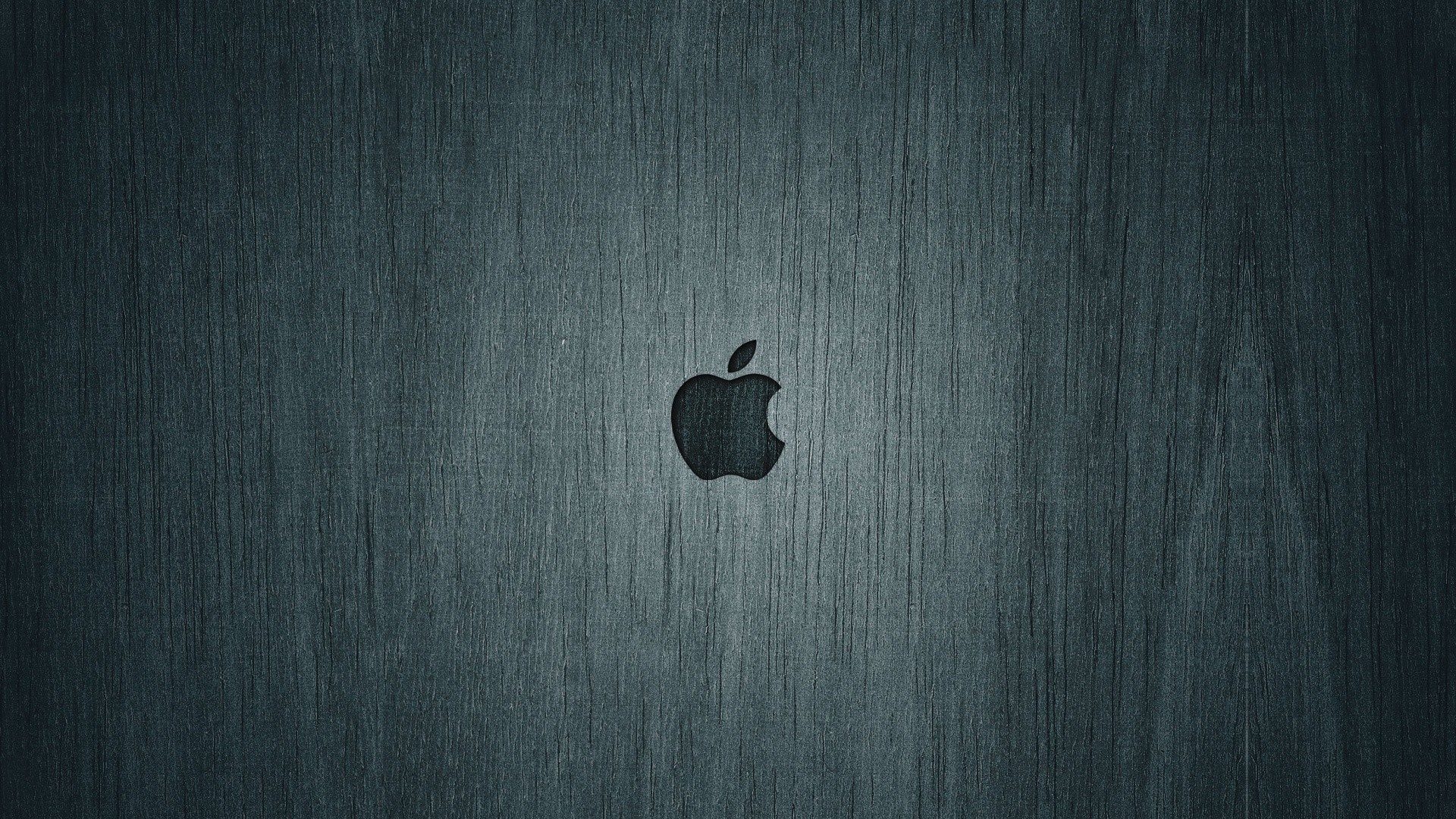 Apple Logo on Blue Wood Grain HD Wallpaper